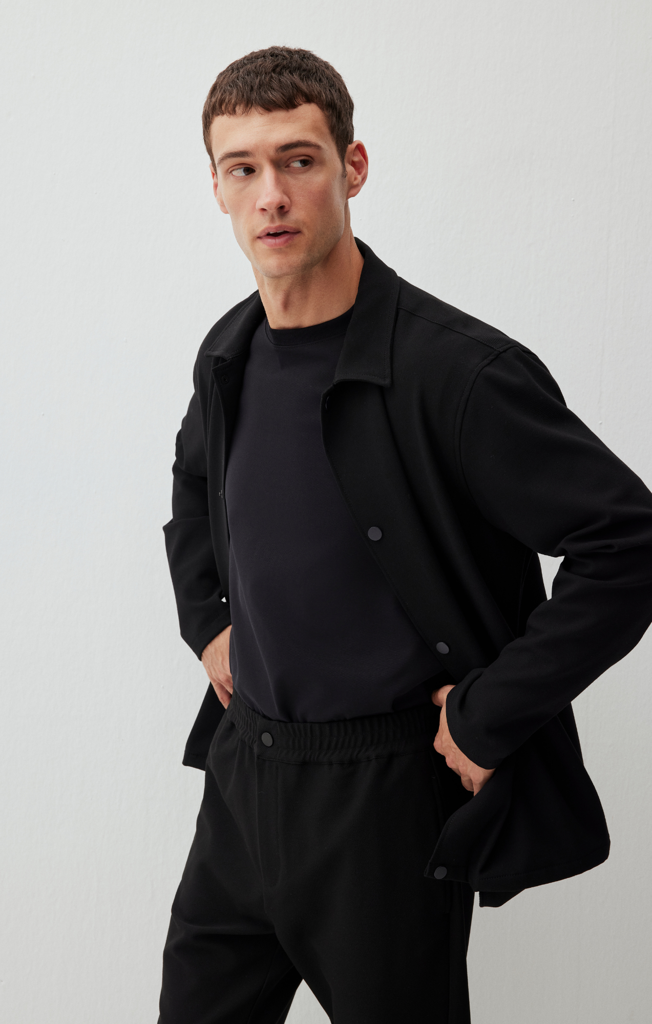 LONG SLEEVE SNAP-BUTTON SHIRT IN BLACK - Mavi Jeans