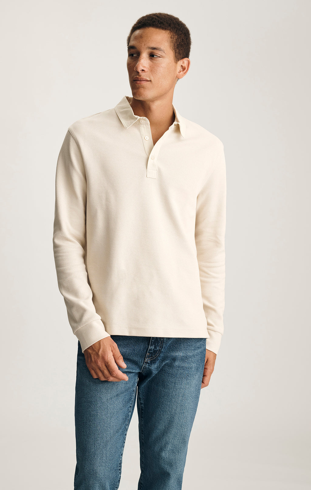 LONG SLEEVE POLO T-SHIRT IN PEYOTE