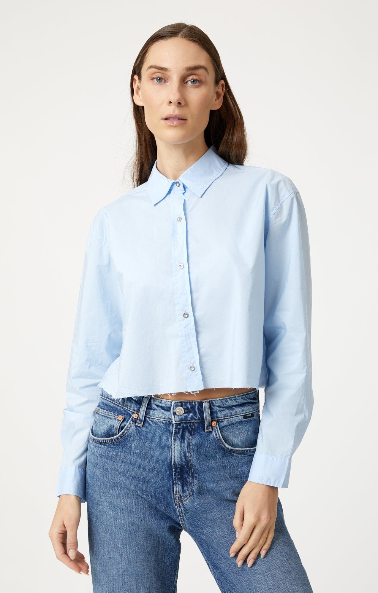 CROPPED BUTTON-UP SHIRT IN KENTUCKY BLUE - Mavi Jeans