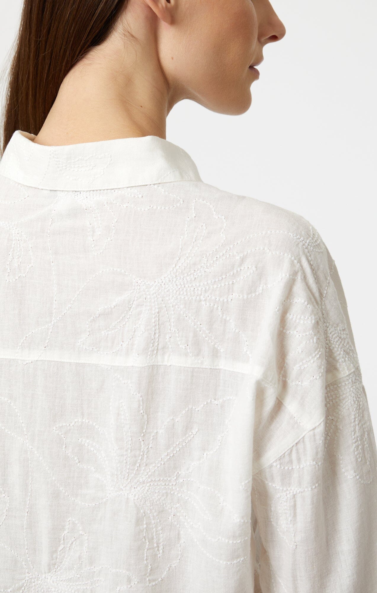 JACQUARD LONG SLEEVE SHIRT IN WHITE - Mavi Jeans