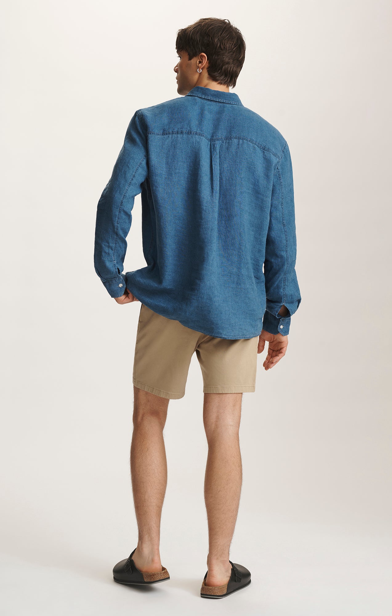 LINEN LONG SLEEVE BUTTON-UP SHIRT IN INDIGO - Mavi Jeans