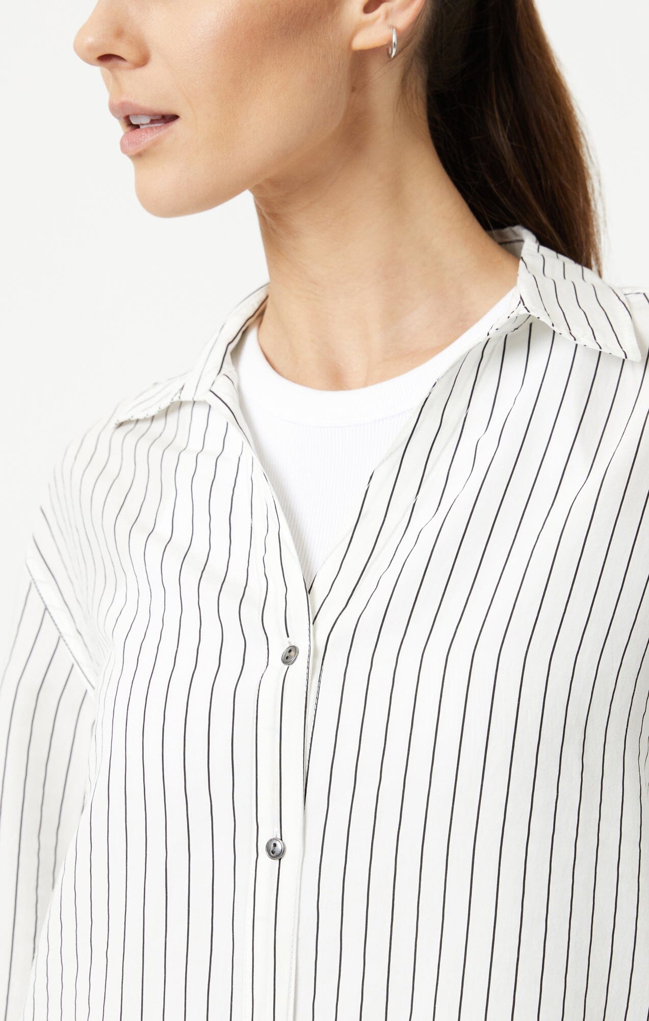 BUTTON-UP LONG SLEEVE SHIRT IN BLACK STRIPE - Mavi Jeans