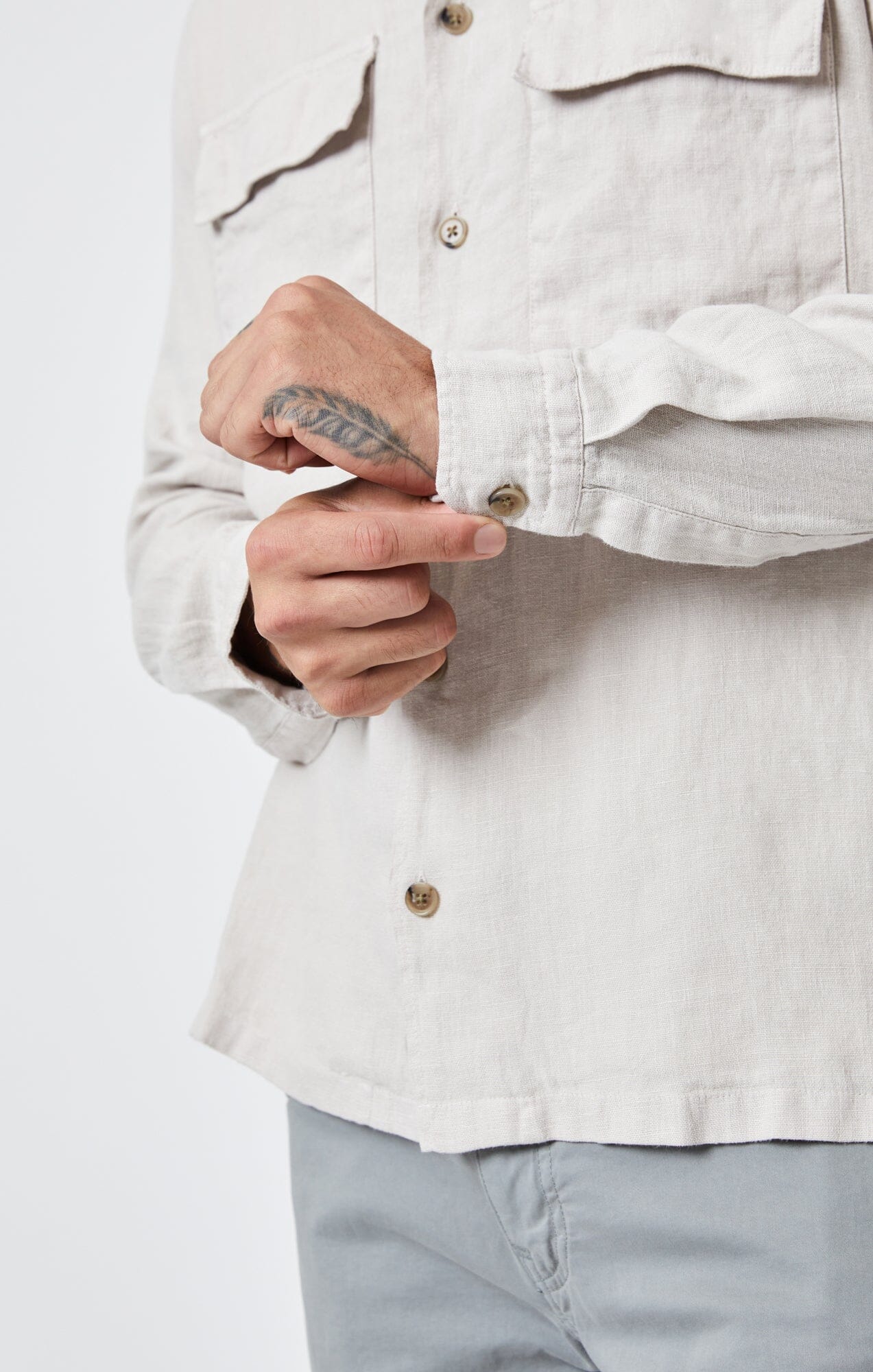 DOUBLE POCKET LINEN BUTTON-UP SHIRT IN MOONSTRUCK - Mavi Jeans