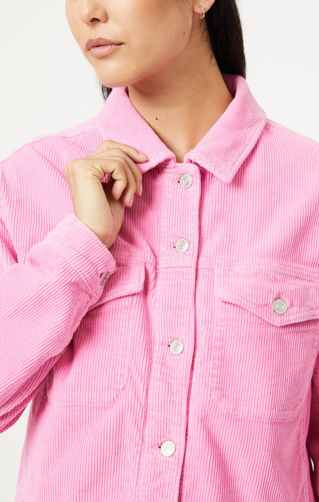 MAREN CROP JACKET IN PINK CORD - Mavi Jeans