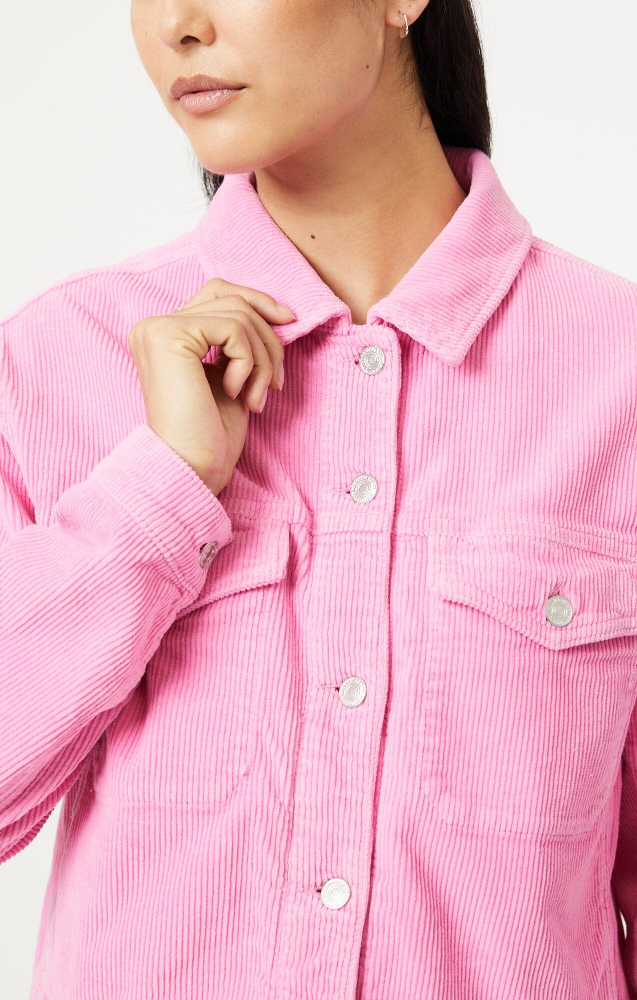 MAREN CROP JACKET IN PINK CORD - Mavi Jeans