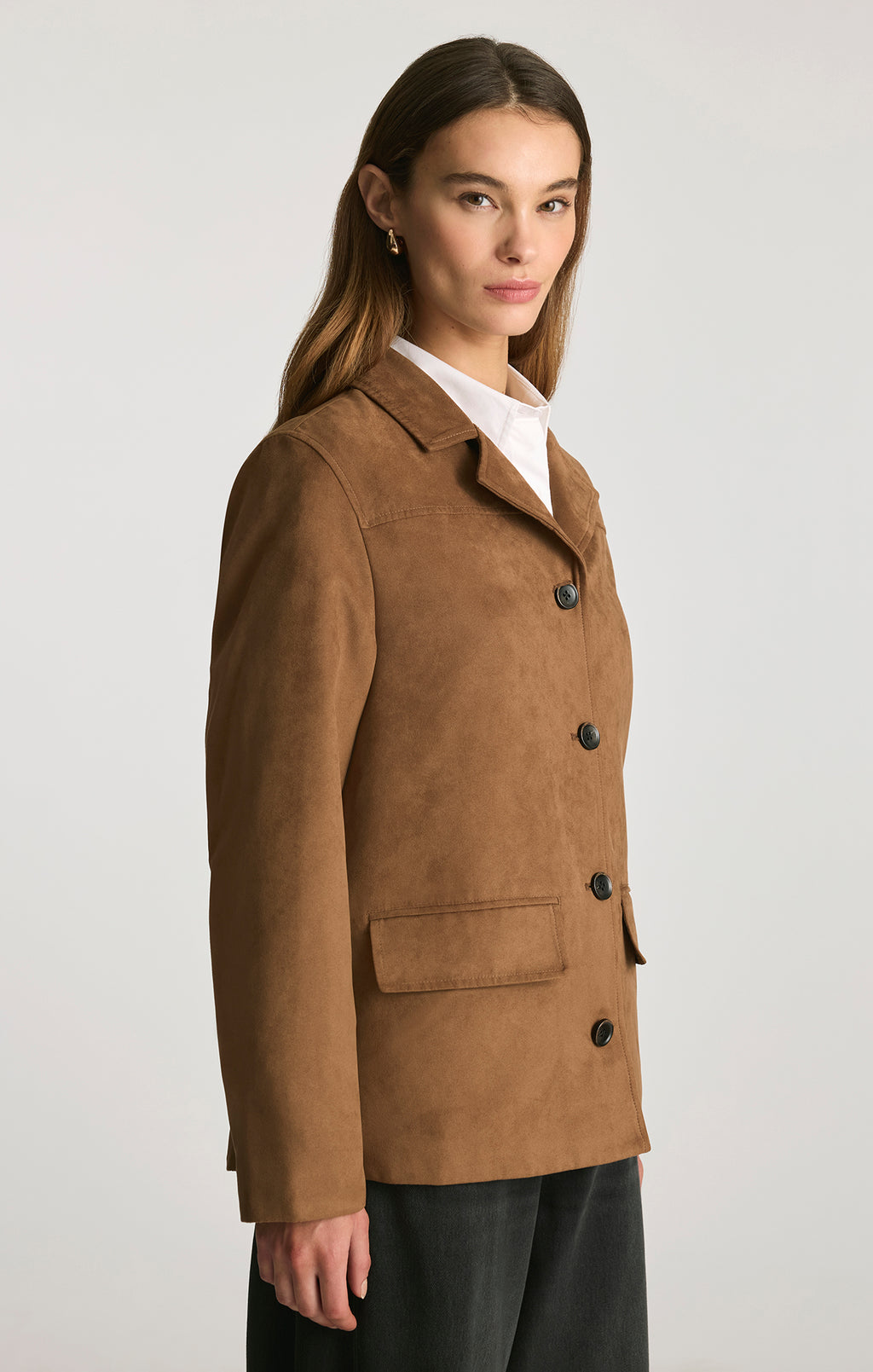 FAUX SUEDE CHORE JACKET IN BISON - Mavi Jeans