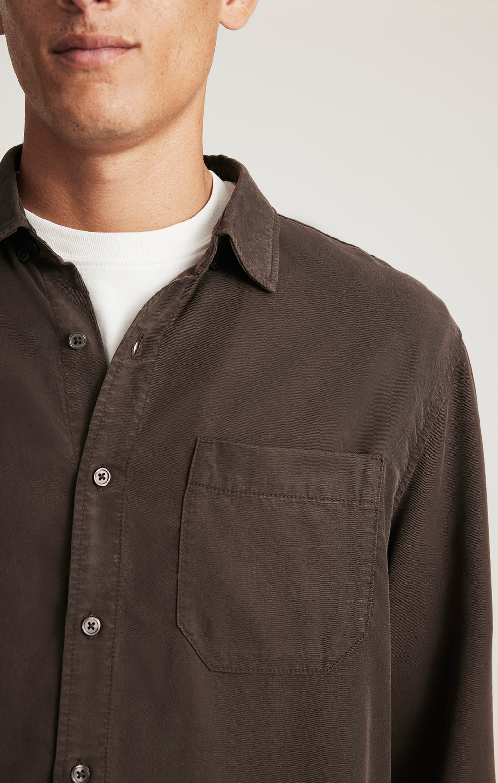 TENCEL™ LONG SLEEVE BUTTON-UP SHIRT IN AFTER DARK - Mavi Jeans