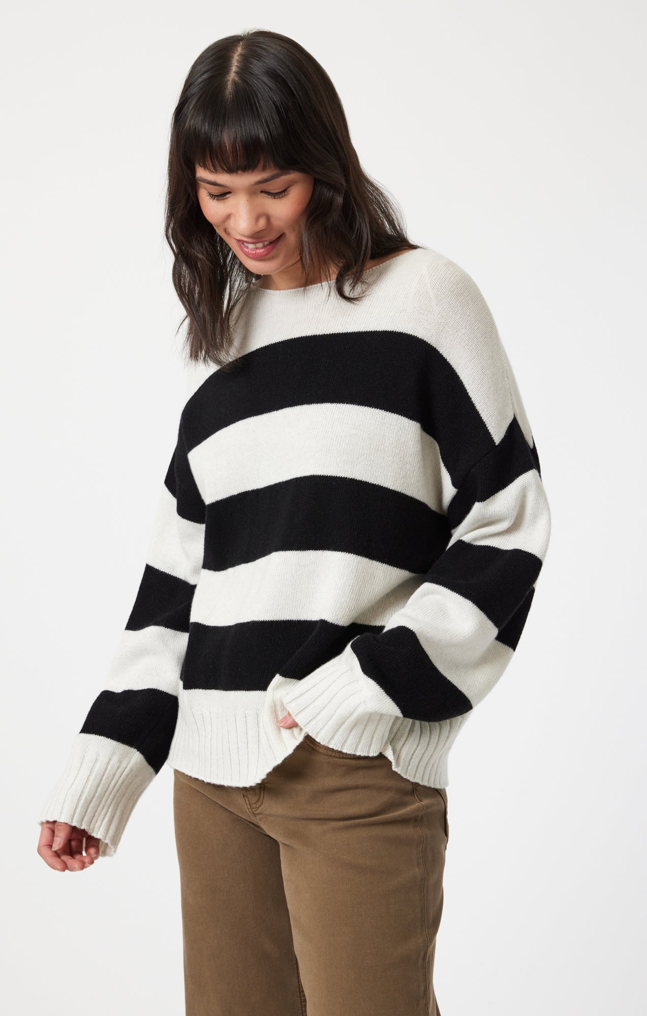 BOAT NECK SWEATER IN BLACK STRIPE - Mavi Jeans