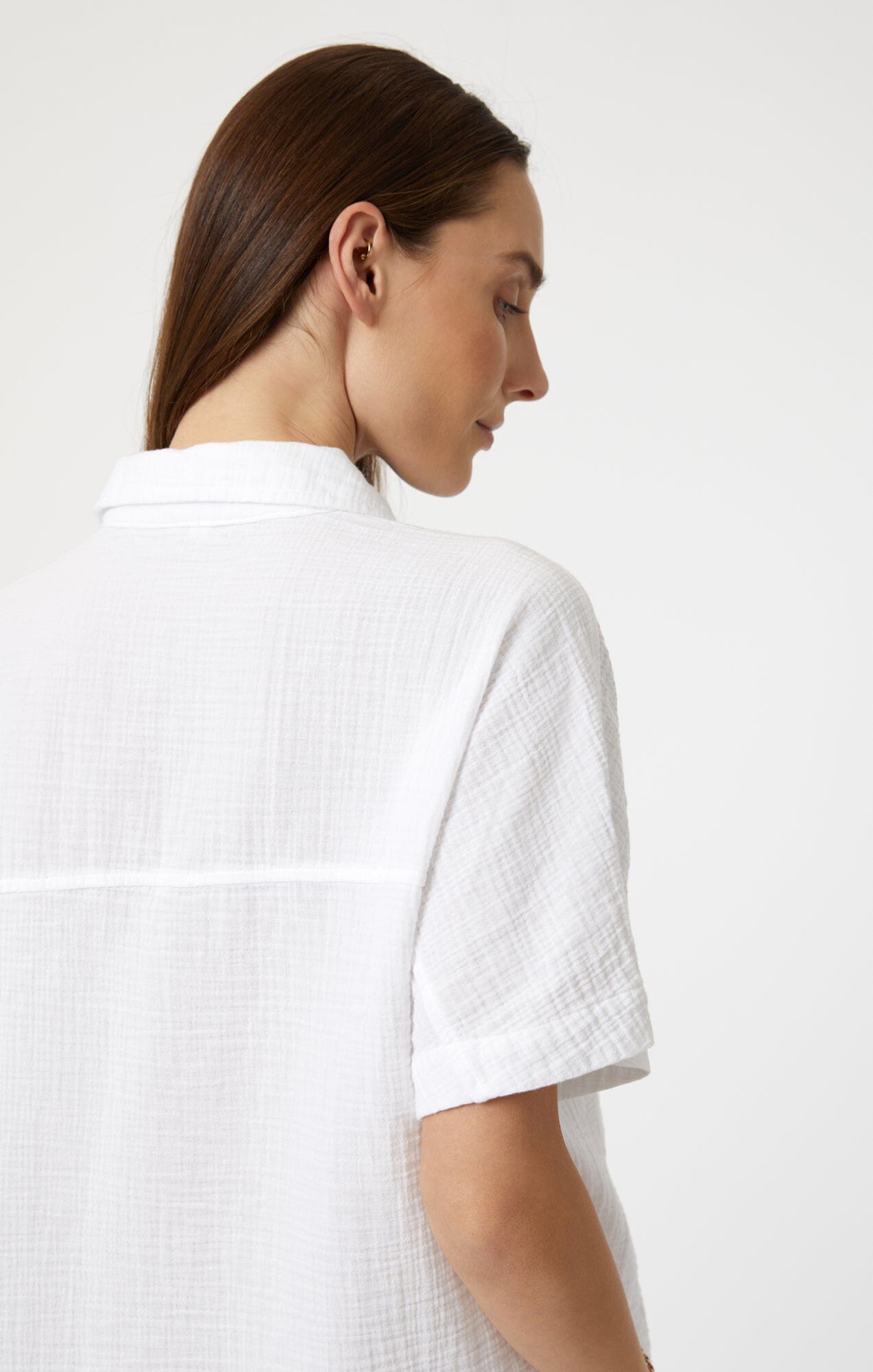 GAUZE SHORT SLEEVE SHIRT IN ANTIQUE WHITE - Mavi Jeans