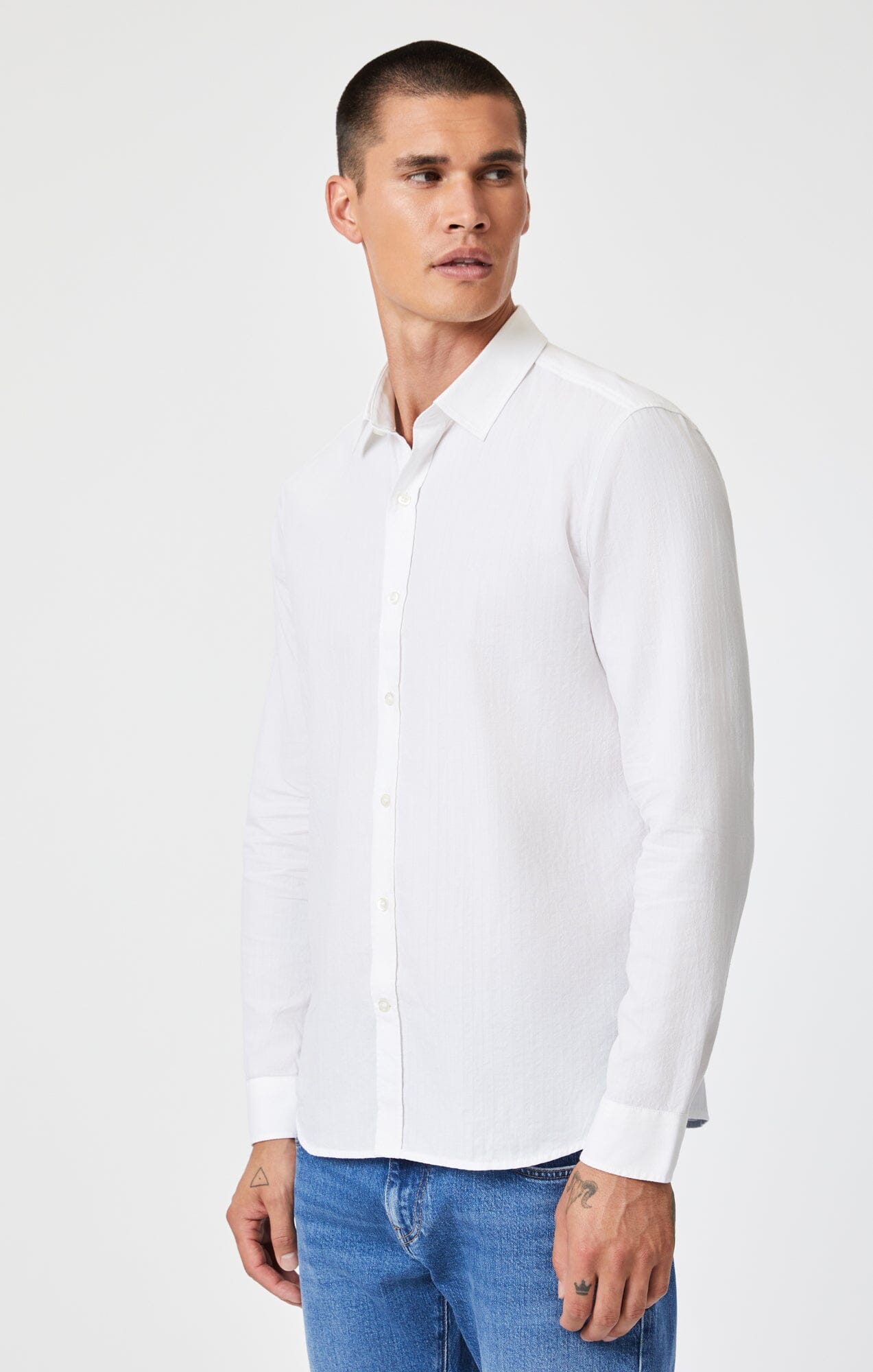 Mavi Men's Button Up-Long Sleeve Shirt In White Mavi Jeans Mavi Men's Button Up-Long Sleeve Shirt In White Mavi Jeans