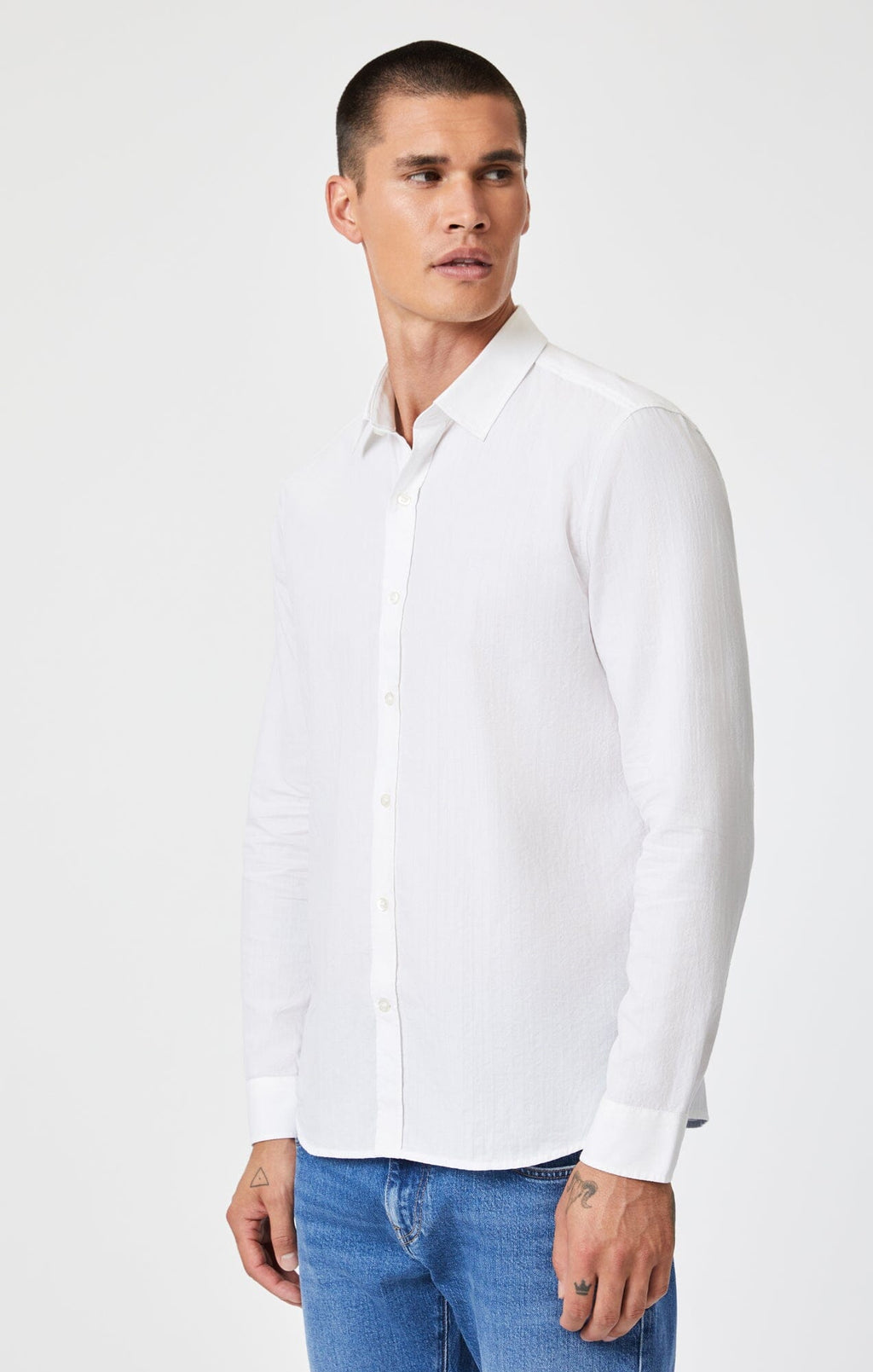 BUTTON-UP LONG SLEEVE SHIRT IN WHITE - Mavi Jeans