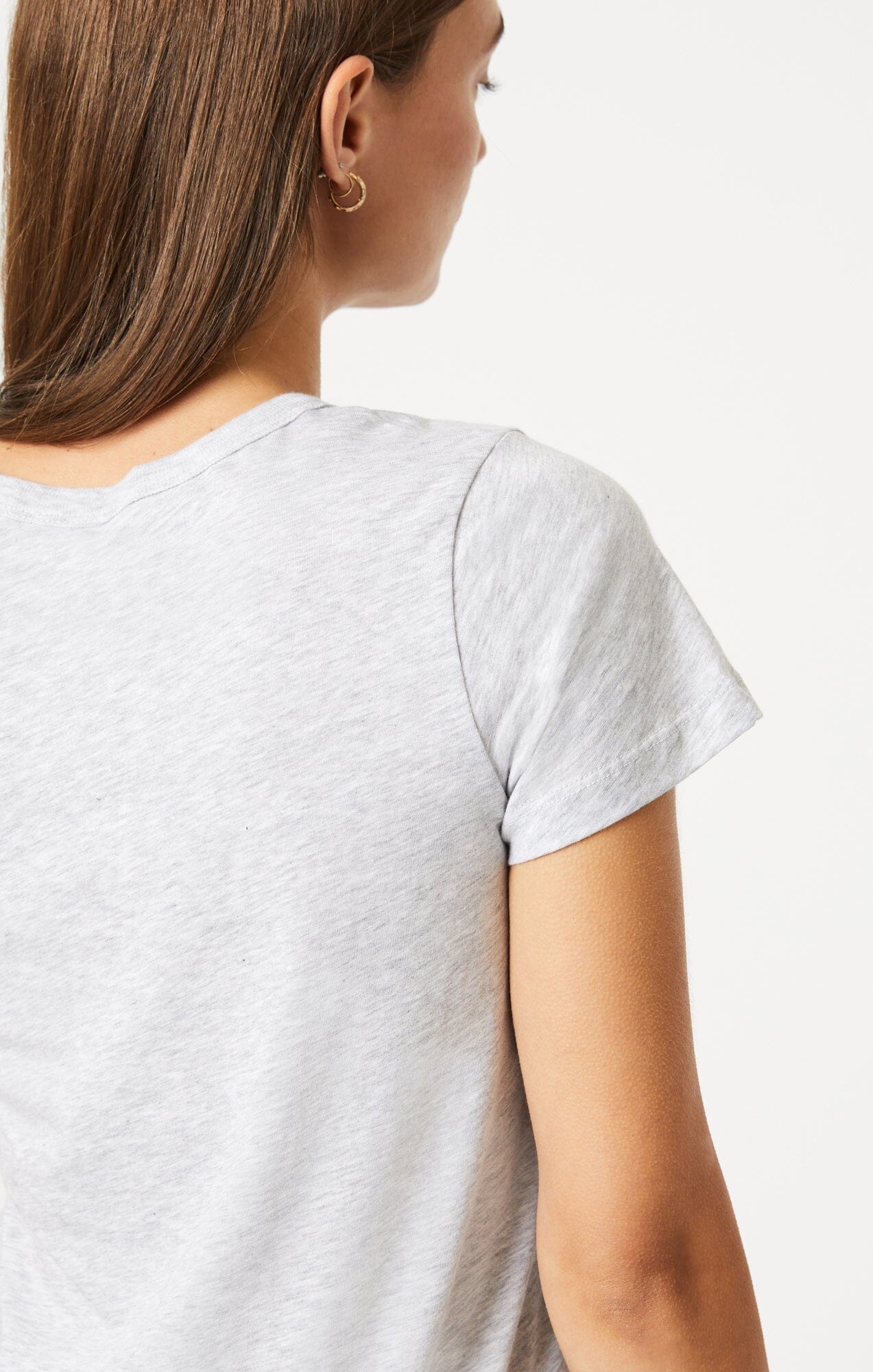 SLIM CREW NECK T-SHIRT IN SNOW GREY MELANGE - Mavi Jeans