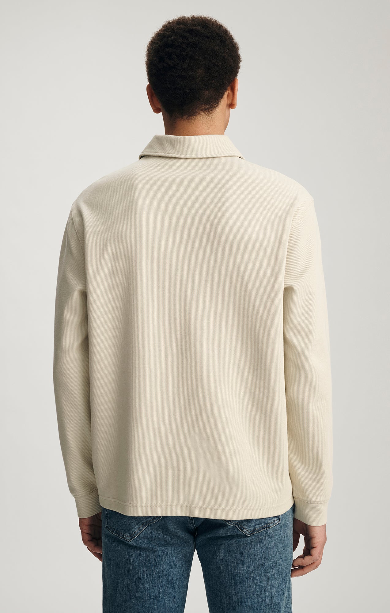 JACQUARD INTERLOCK POLO SWEATSHIRT IN OVERCAST - Mavi Jeans