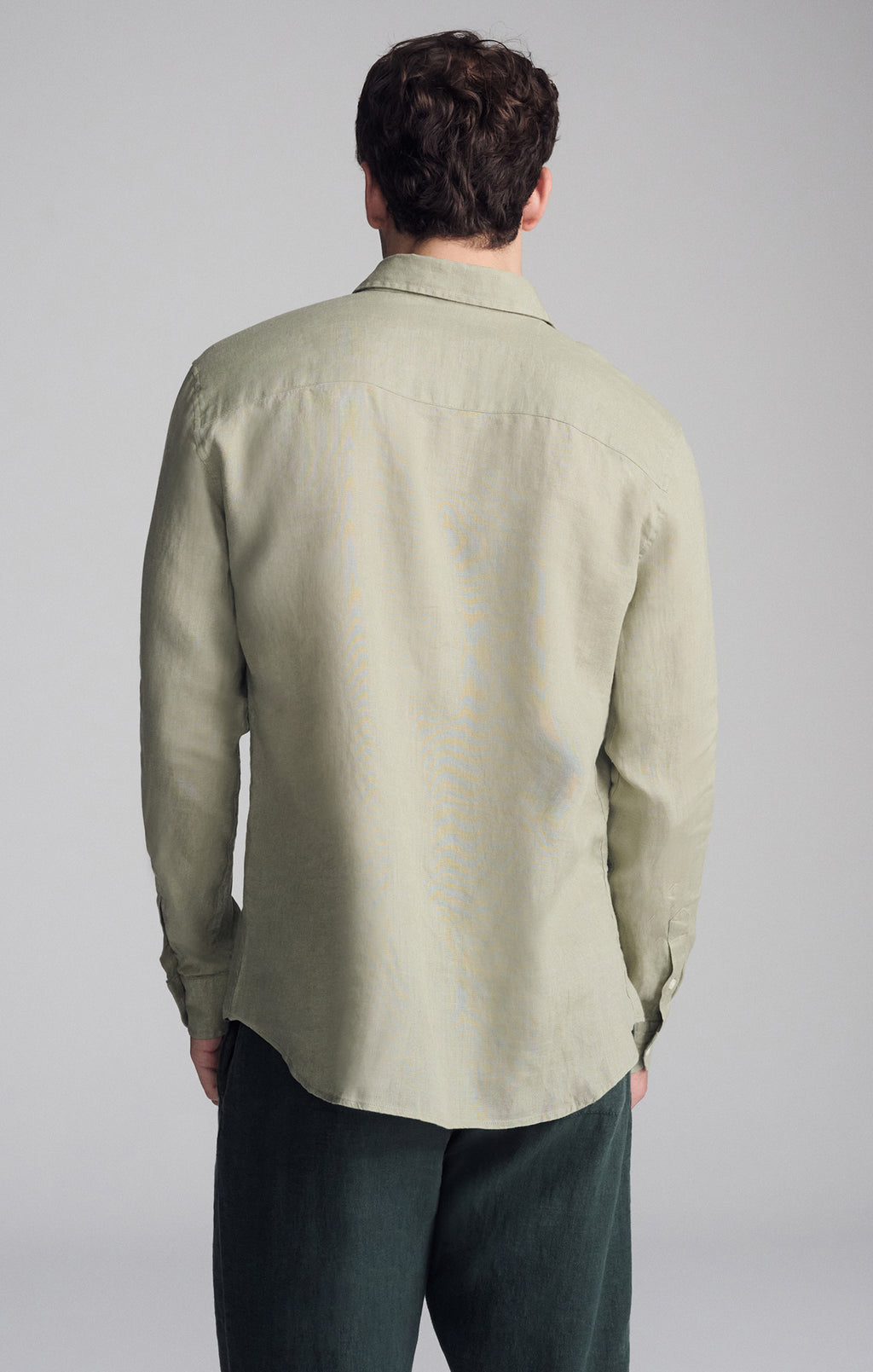 LINEN LONG SLEEVE BUTTON-UP SHIRT IN SEAGRASS - Mavi Jeans