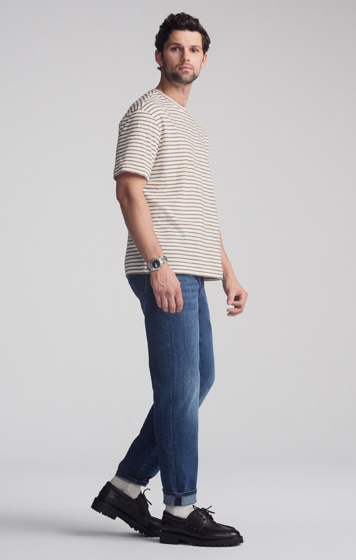 STRIPED SHORT SLEEVE T-SHIRT IN BRINDLE - Mavi Jeans