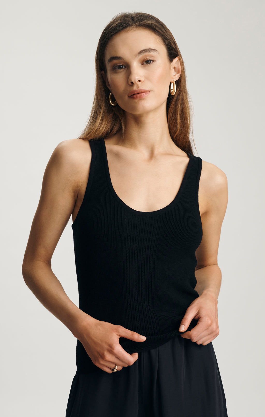 POINTELLE TANK TOP SWEATER IN BLACK - Mavi Jeans
