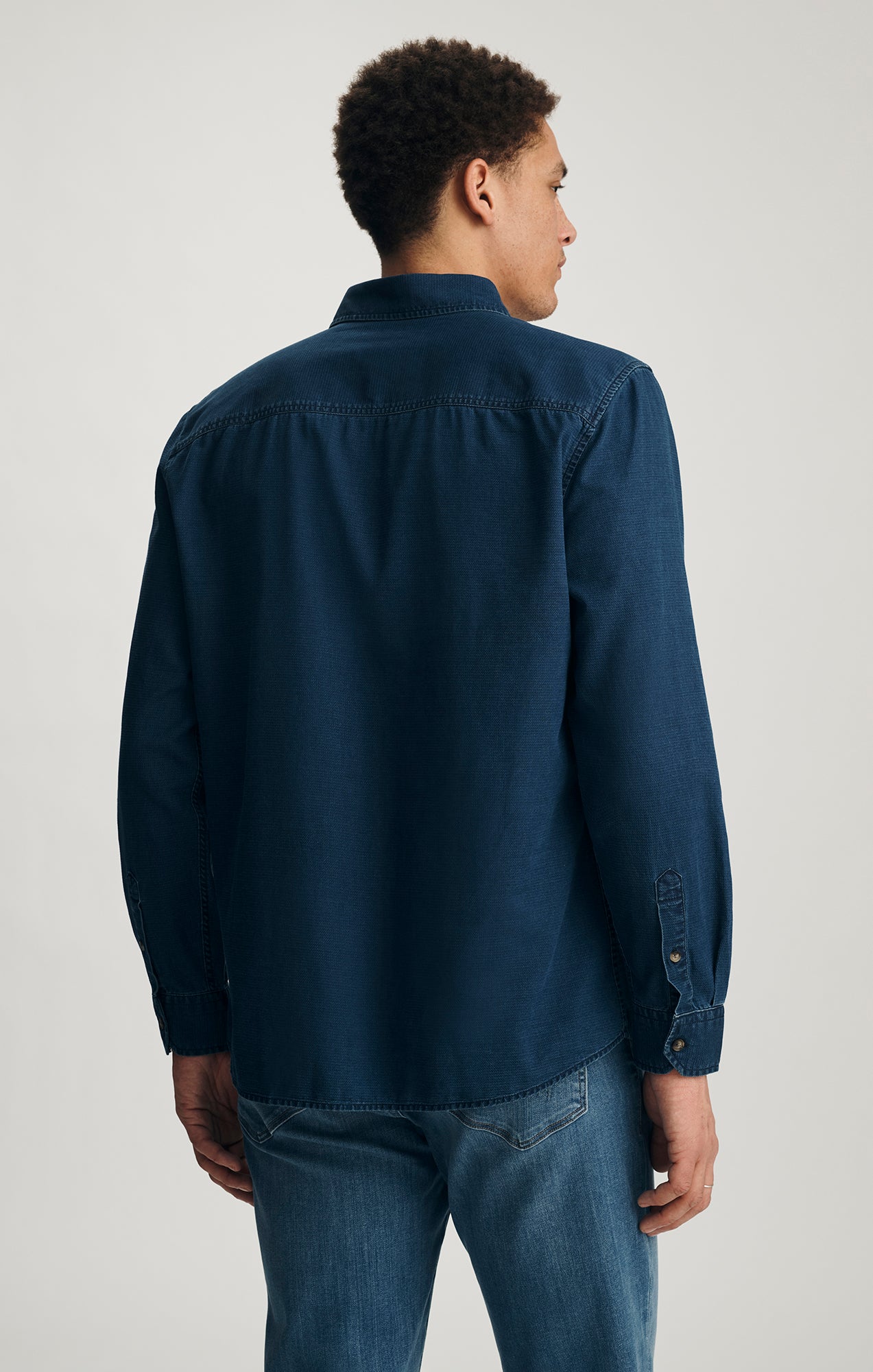 indigo blue mens dress shirt Paul Men's Indigo Blue Linen & Cotton Shirt