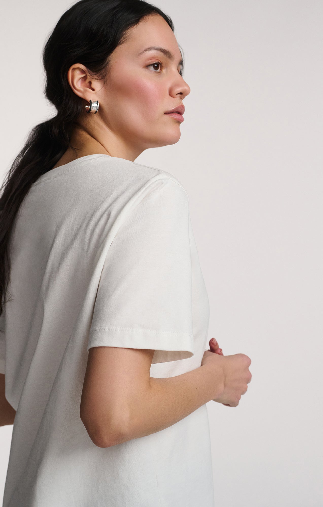 SHORT SLEEVE CREW NECK T-SHIRT IN ANTIQUE WHITE - Mavi Jeans