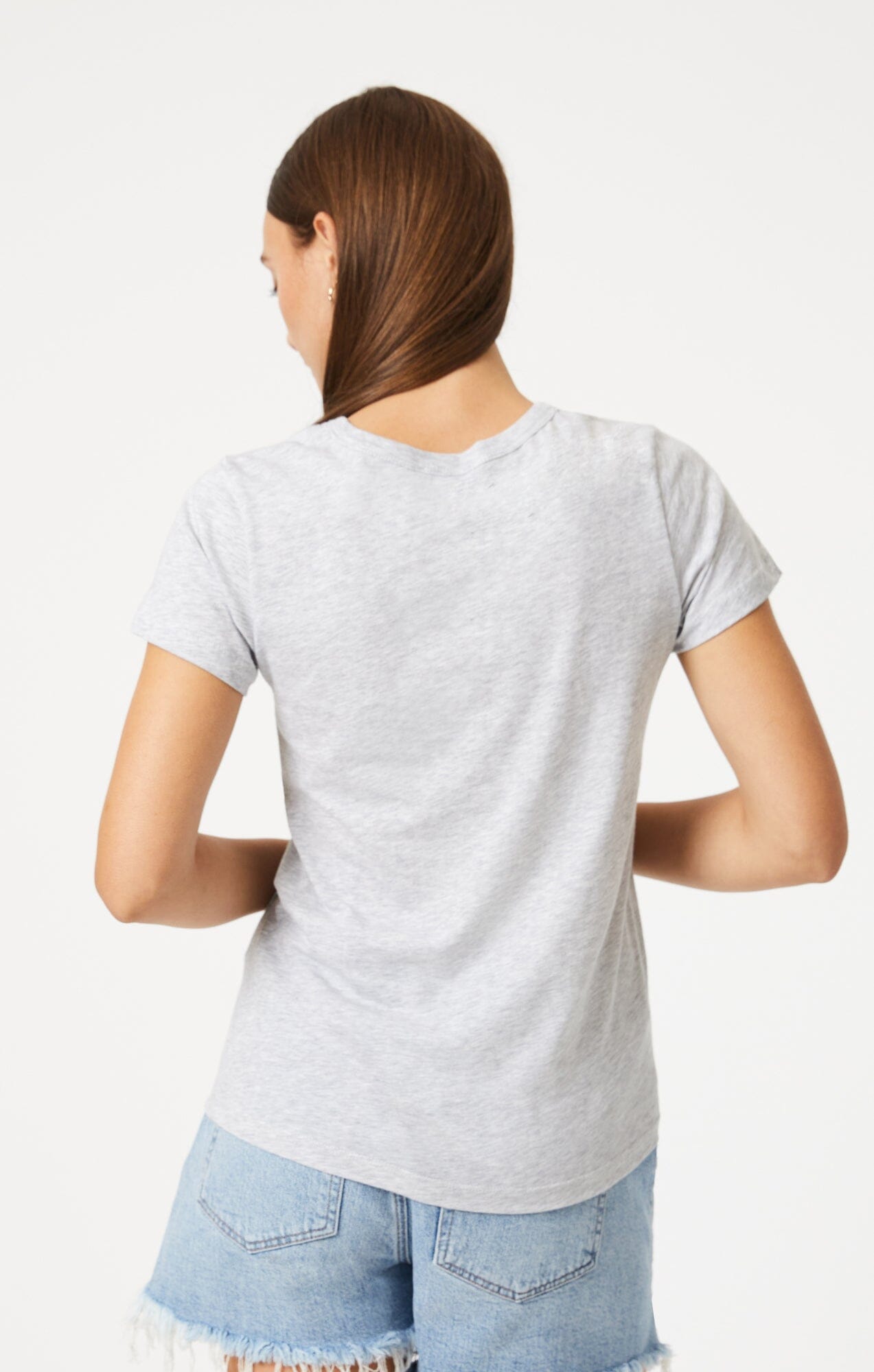 SLIM CREW NECK T-SHIRT IN SNOW GREY MELANGE - Mavi Jeans