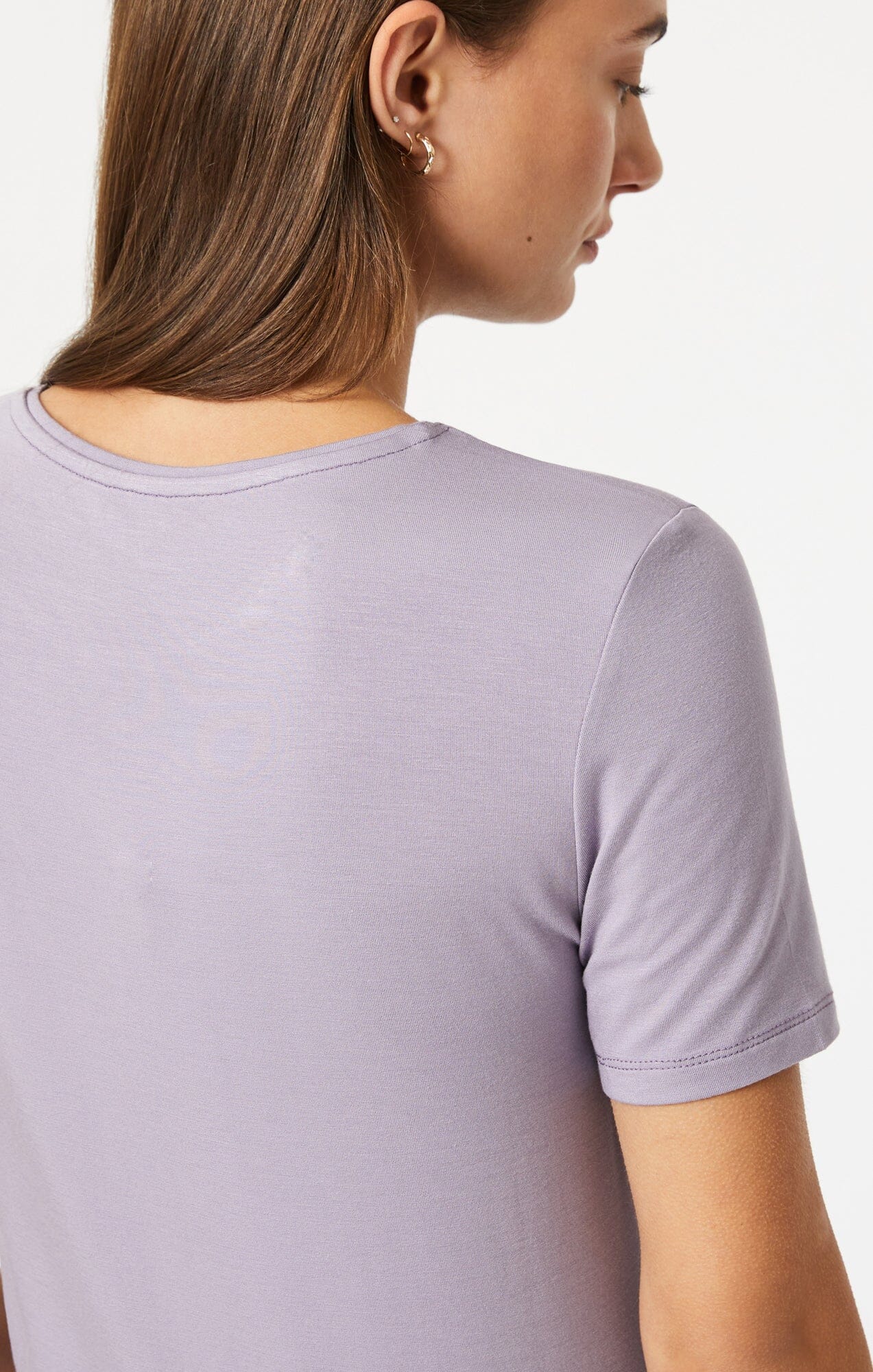 LUXE CREW NECK T-SHIRT IN LAVENDER GRAY - Mavi Jeans