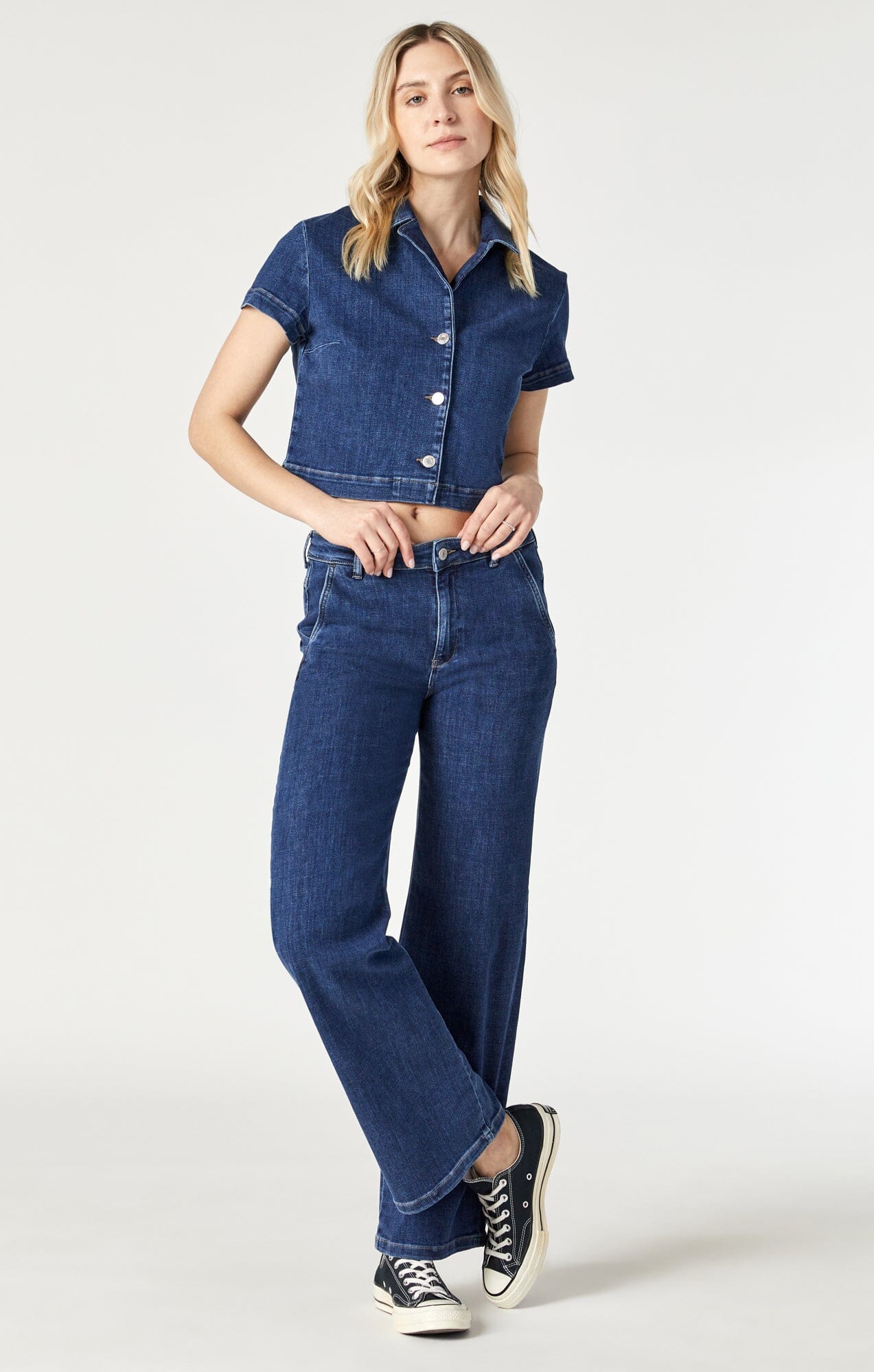 Myntra Crop Top Womens Denim Tops Women's Dark Wash Oversized