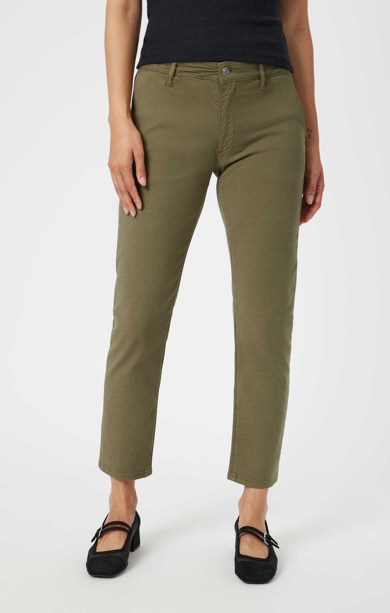 Mavi Women's Brooke Slim Chino In Green Luxe Twill