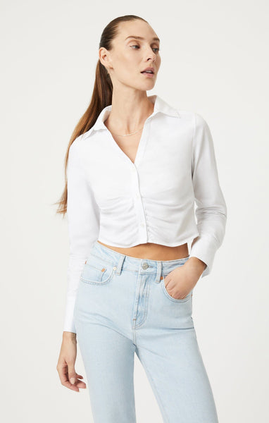Mavi Women's Cropped Button-Up Shirt In White – Mavi Jeans