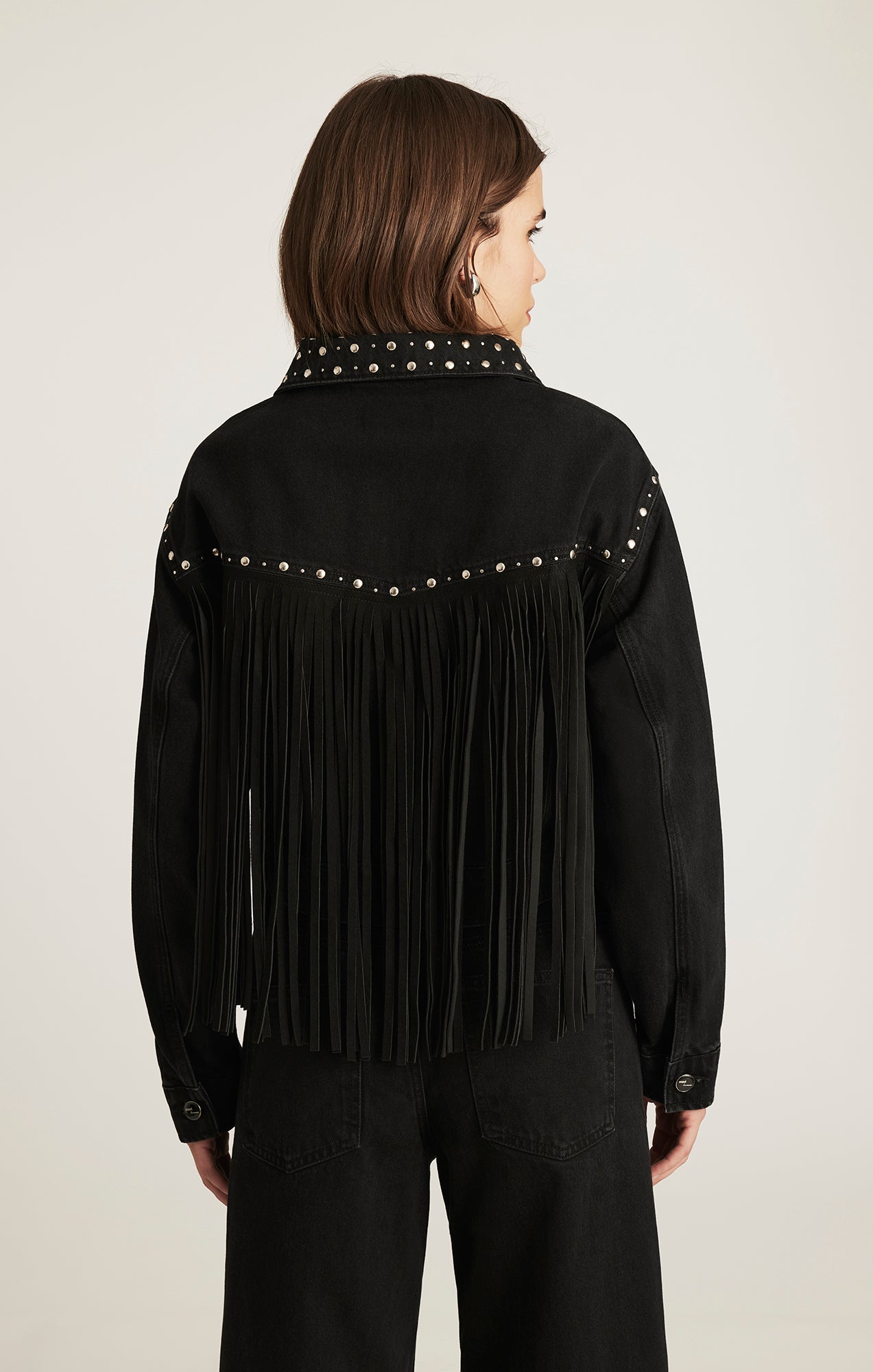 JENNA FRINGE DENIM JACKET IN SMOKE FRINGE DENIM - Mavi Jeans