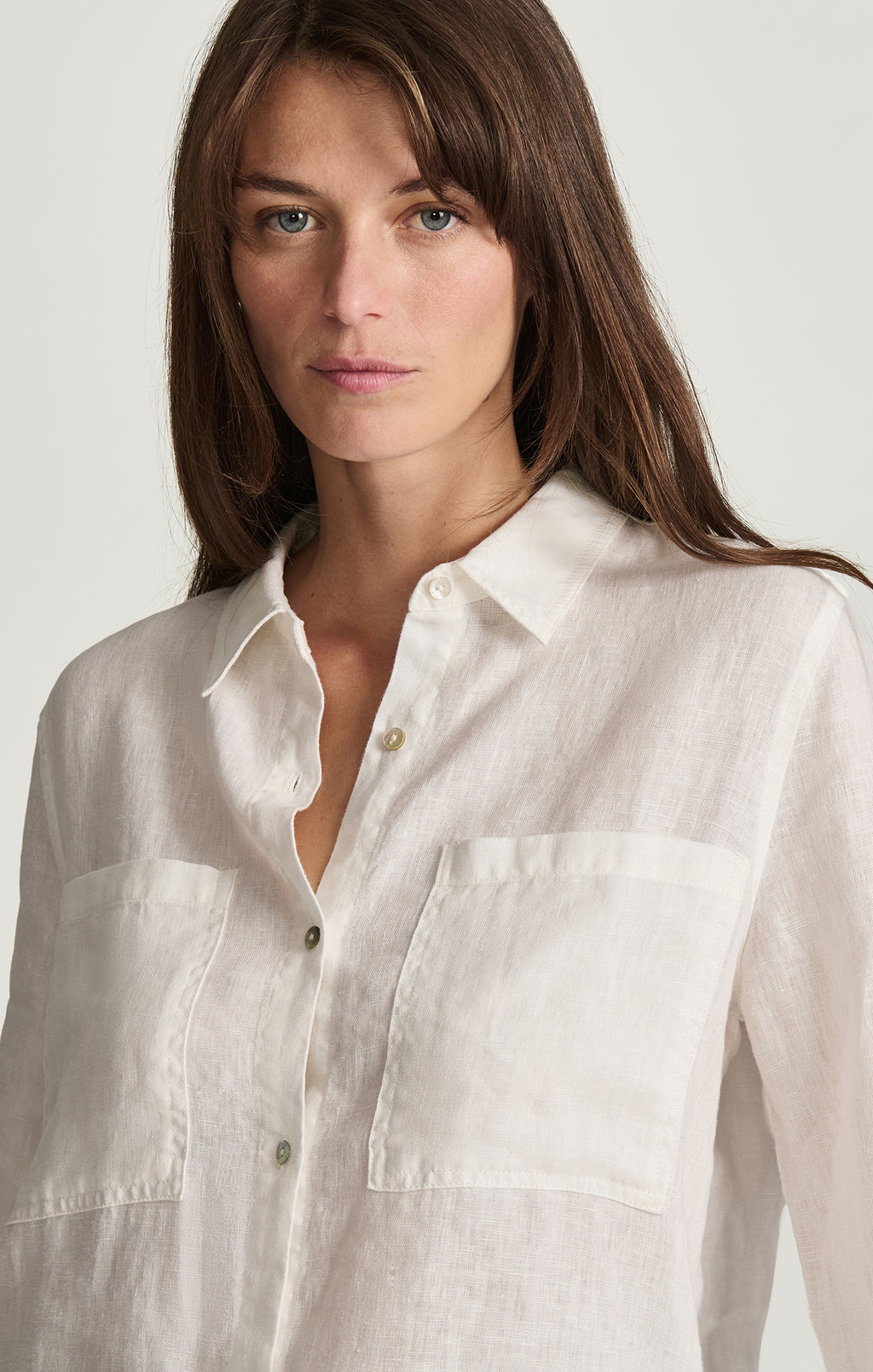 LINEN DOUBLE POCKET BUTTON-UP SHIRT IN ANTIQUE WHITE - Mavi Jeans