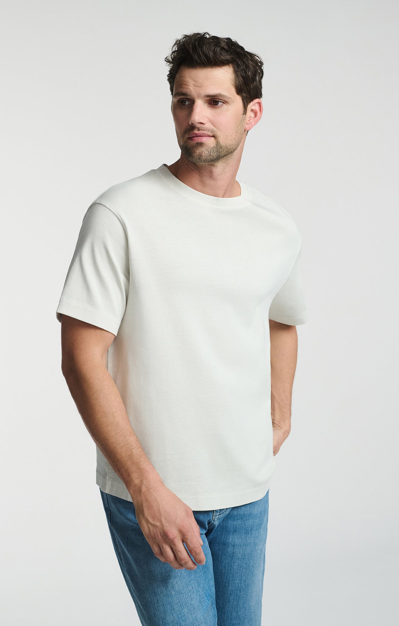 SHORT SLEEVE CREW NECK T-SHIRT IN FOGGY DEW - Mavi Jeans