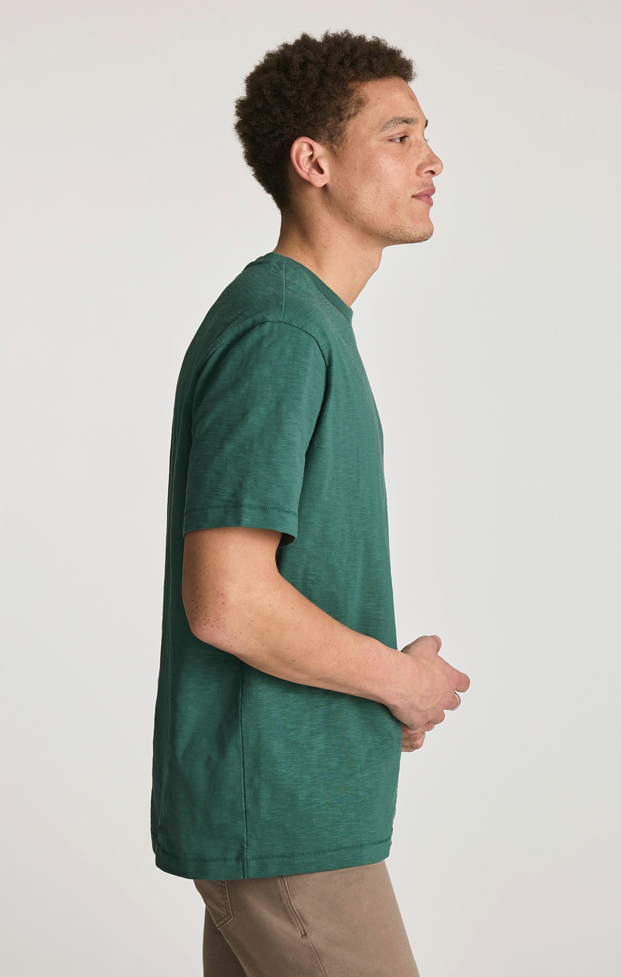 SLUB CREW NECK T-SHIRT IN BISTRO GREEN - Mavi Jeans