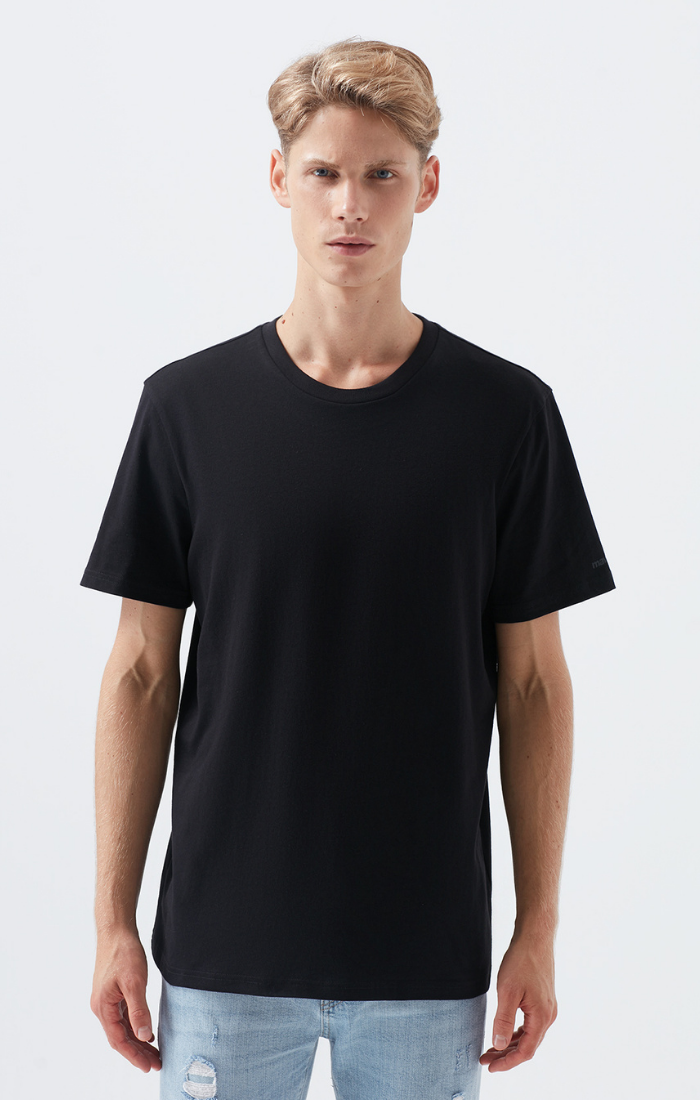 SHORT SLEEVE CREW NECK T-SHIRT IN BLACK - Mavi Jeans