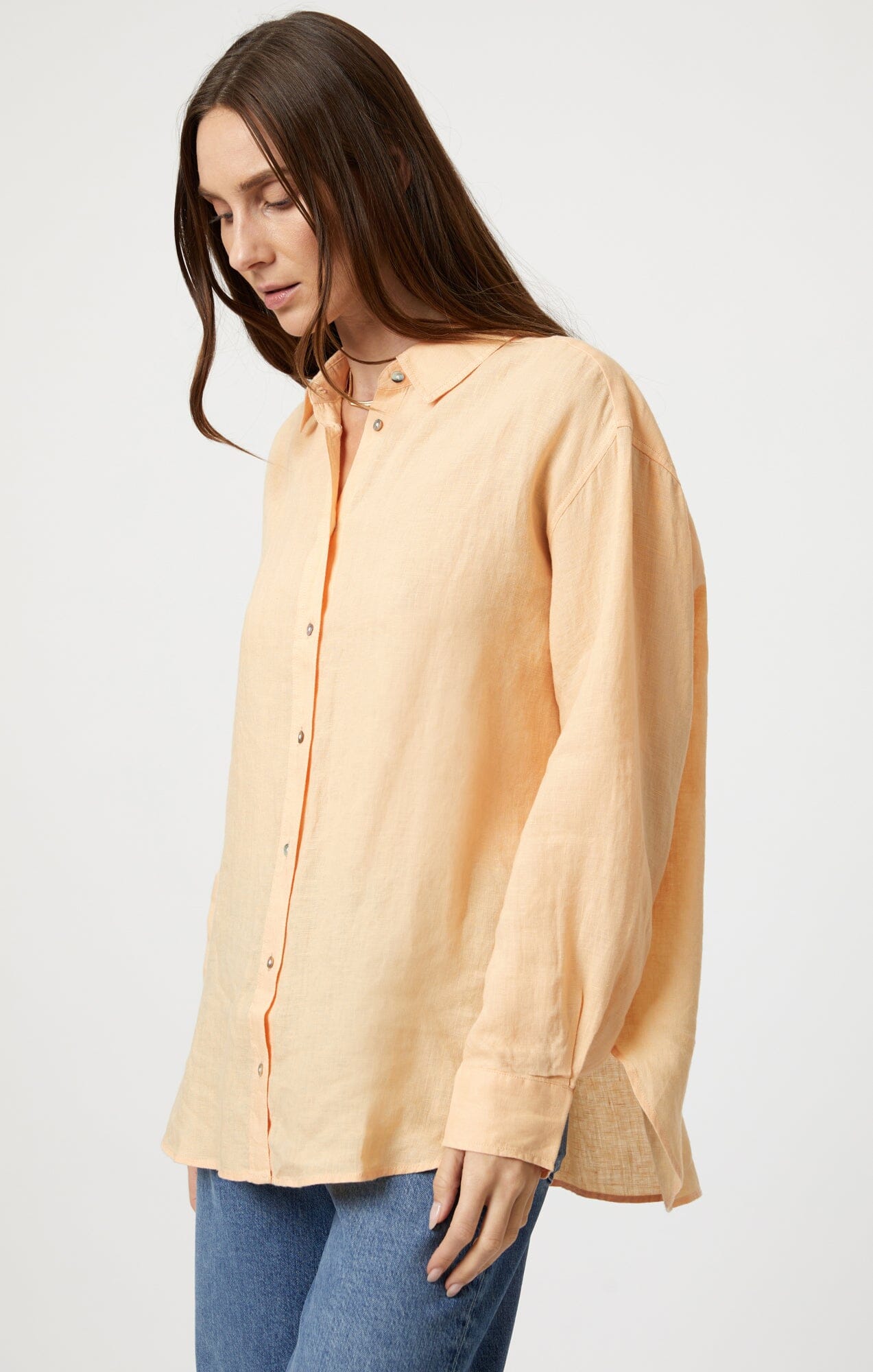Mavi Women's Linen Button-Up Shirt In Caramel Cream