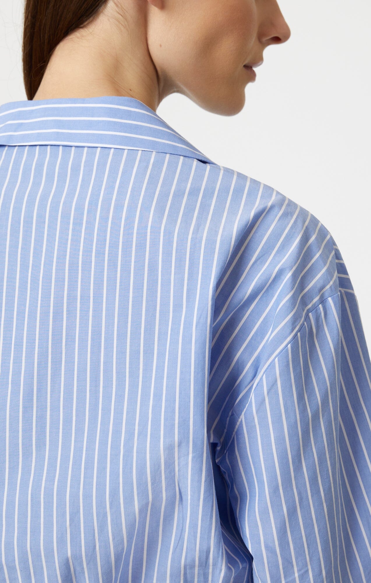 KNOT FRONT LONG SLEEVE SHIRT IN BLUE STRIPED - Mavi Jeans