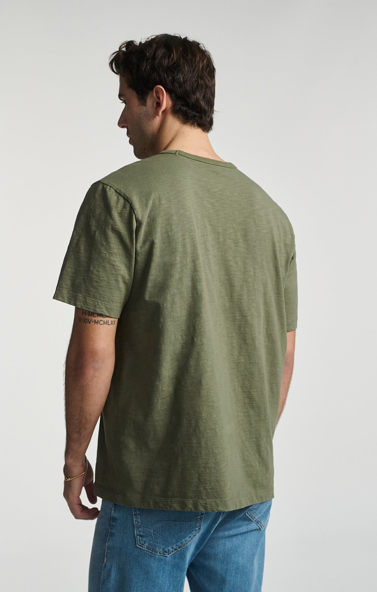SLUB SHORT SLEEVE T-SHIRT IN DUSTY OLIVE - Mavi Jeans
