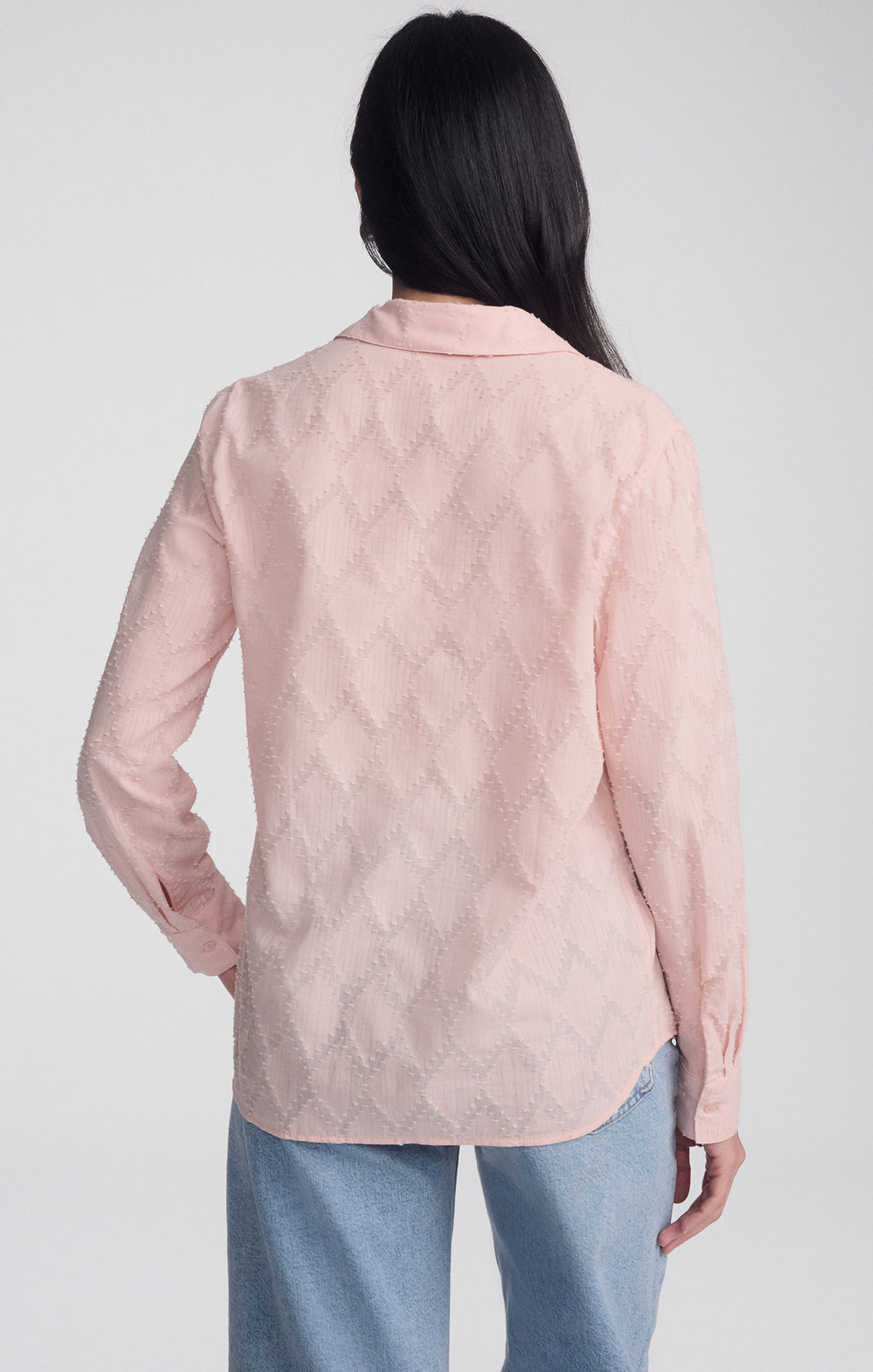 SHEER TEXTURED BUTTON-UP SHIRT IN PEACHSKIN - Mavi Jeans