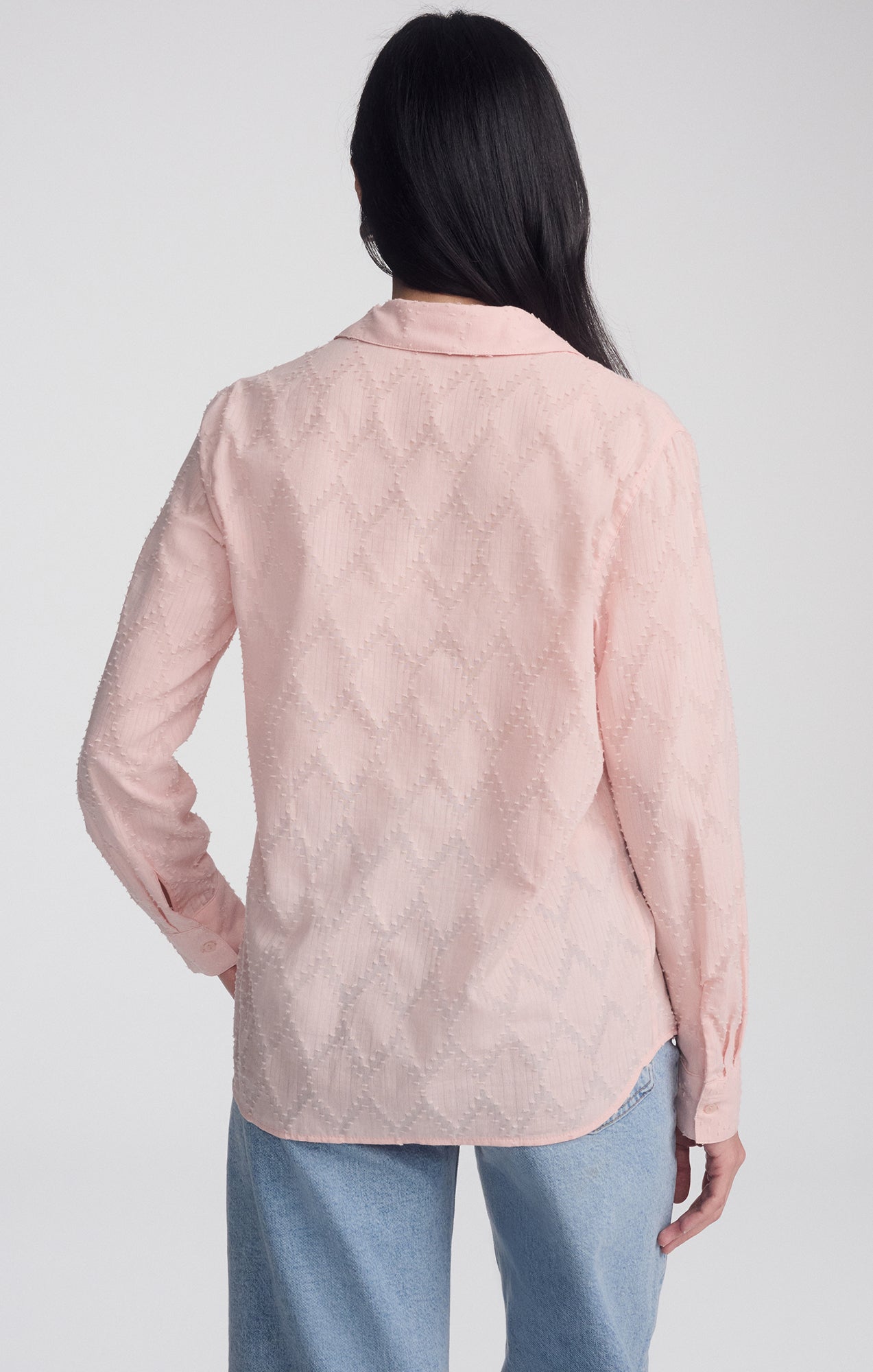 SHEER TEXTURED BUTTON-UP SHIRT IN PEACHSKIN - Mavi Jeans