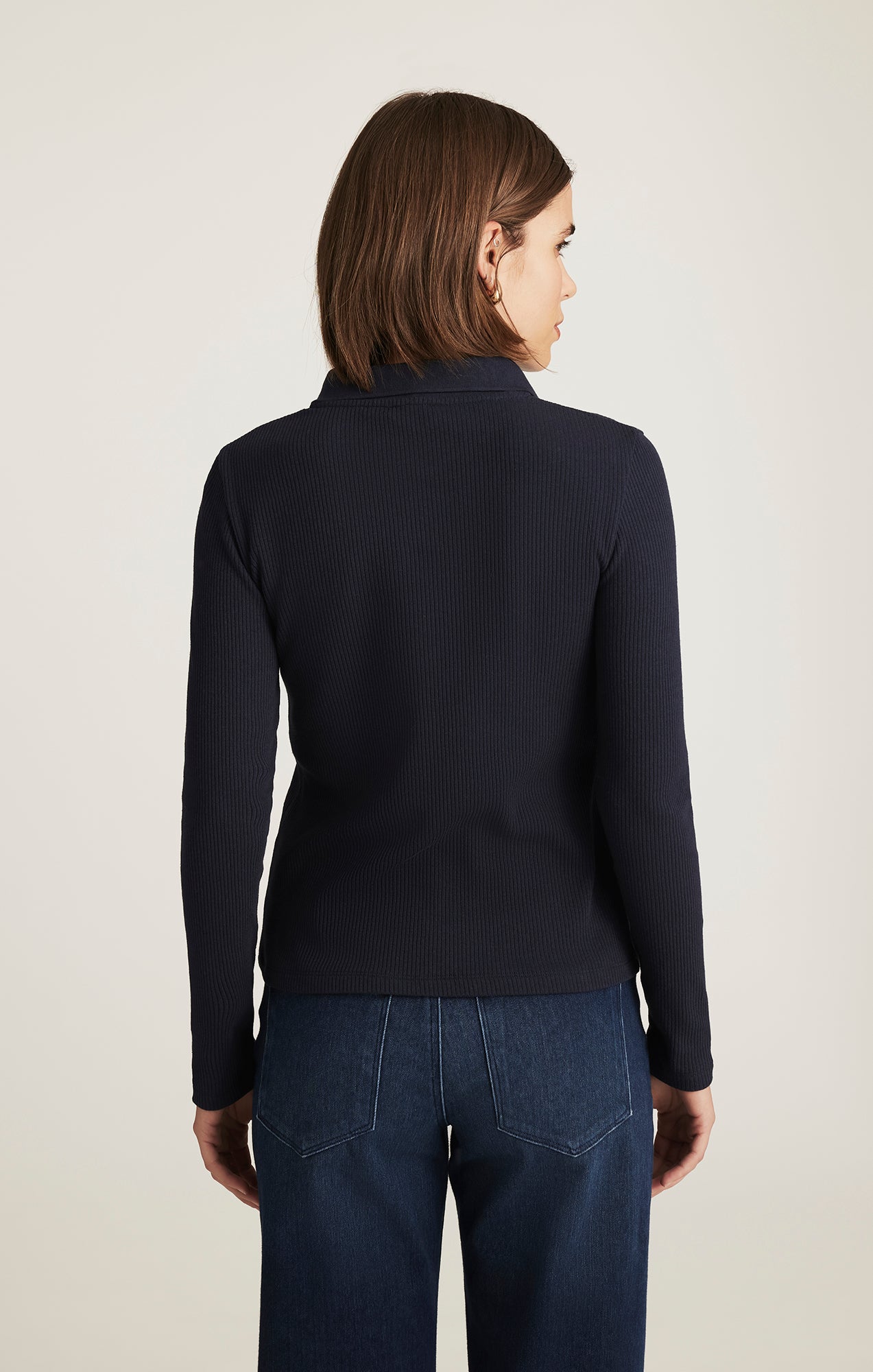 LONG SLEEVE POLO T-SHIRT IN NAVY BLAZER - Mavi Jeans