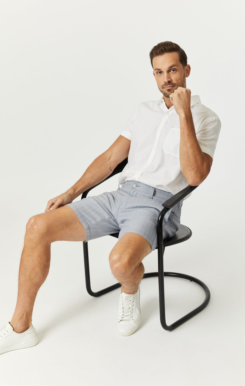 NOAH SHORTS IN BLUE STRIPE LINEN - Mavi Jeans