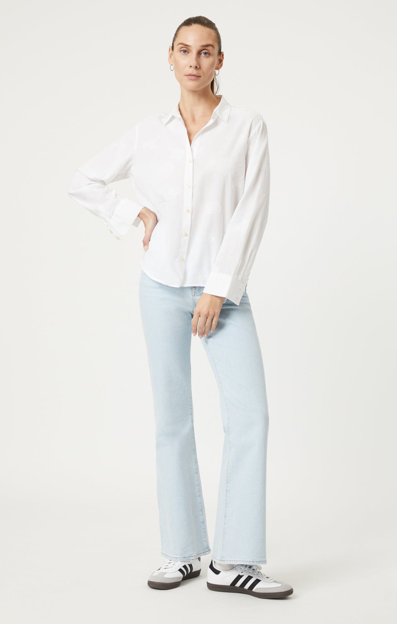 JACQUARD BUTTON-UP SHIRT IN ANTIQUE WHITE - Mavi Jeans