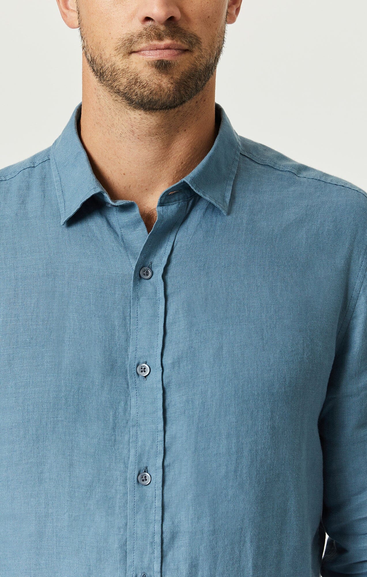 Mavi Men's Linen Button-Up Shirt In Bluestone