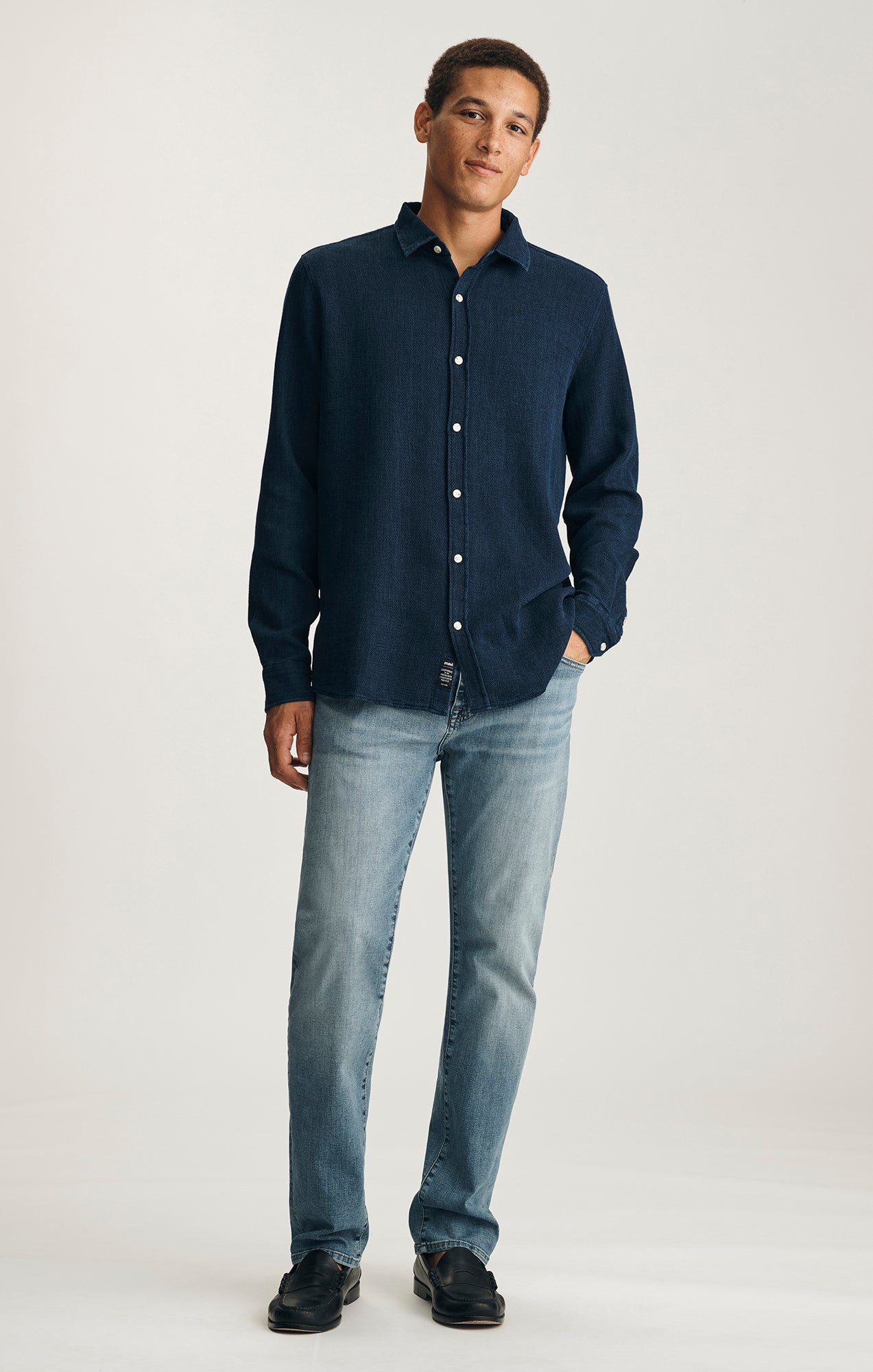 Mavi Men's Long Sleeve Button-Up Shirt In Indigo
