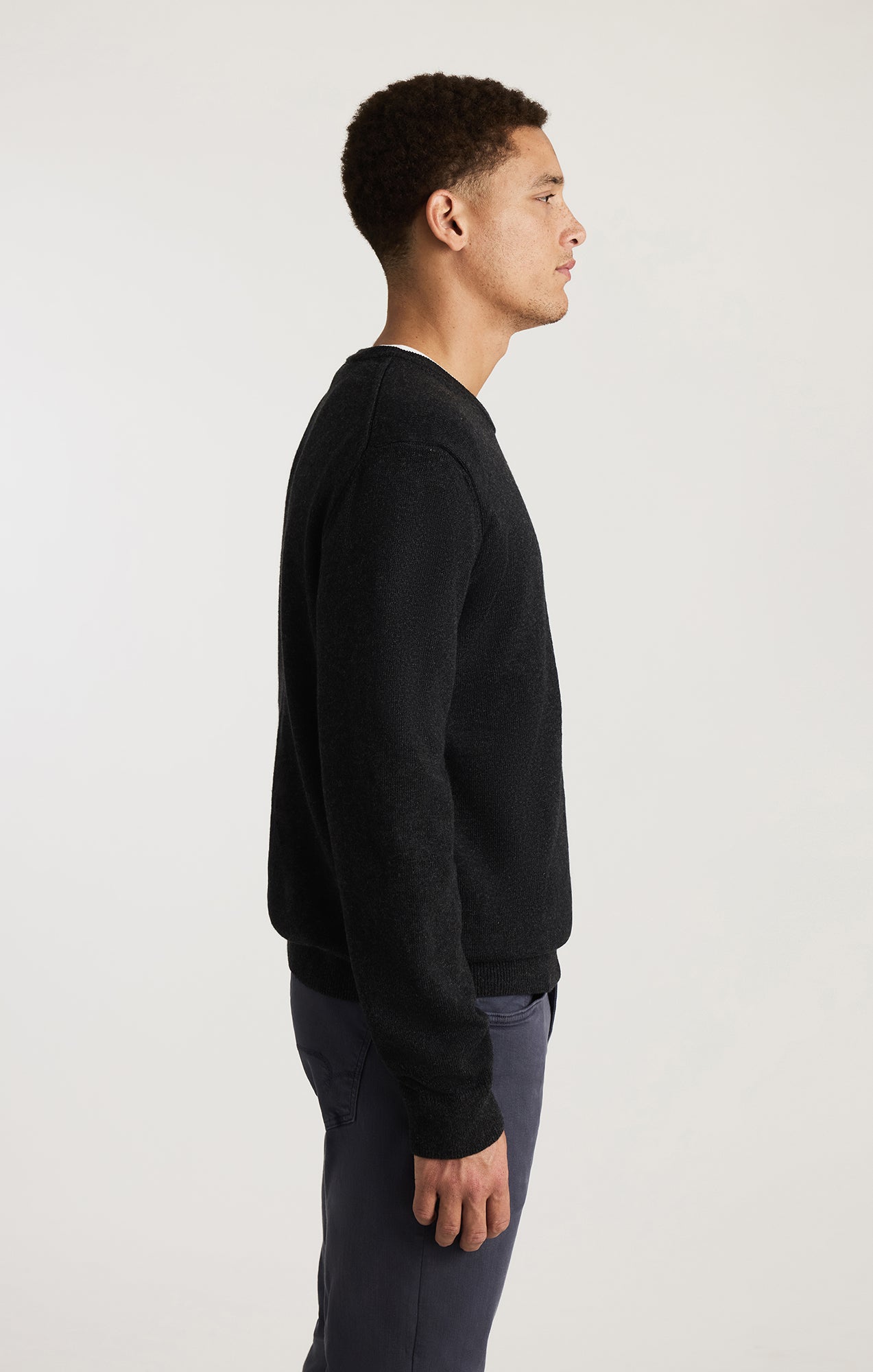 CREW NECK SWEATER IN ANTHRACITE MELANGE