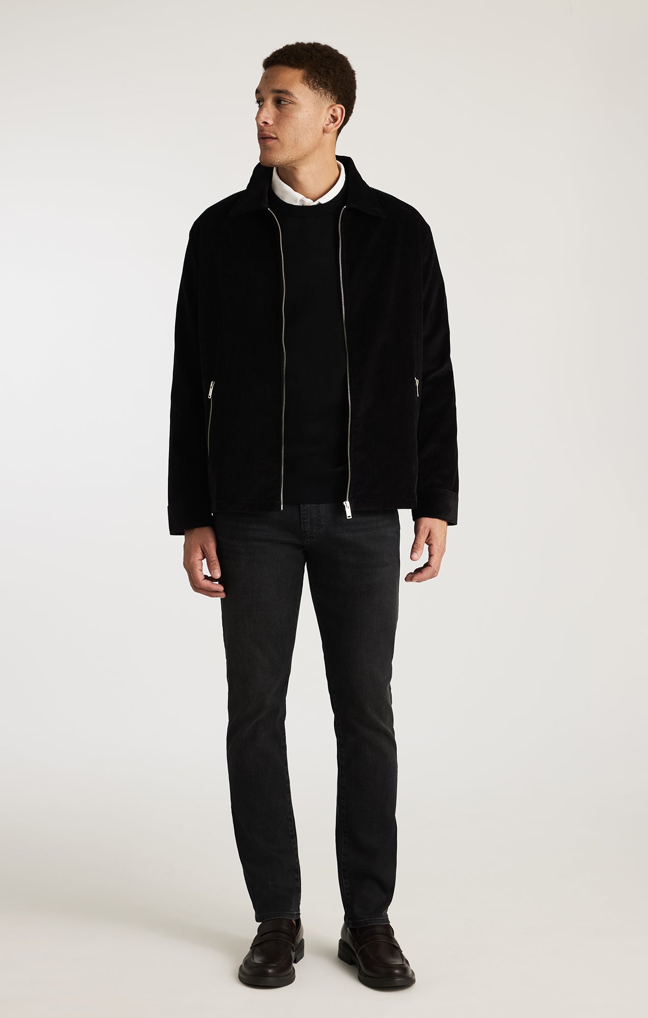 FULL ZIP OVERSHIRT IN BLACK