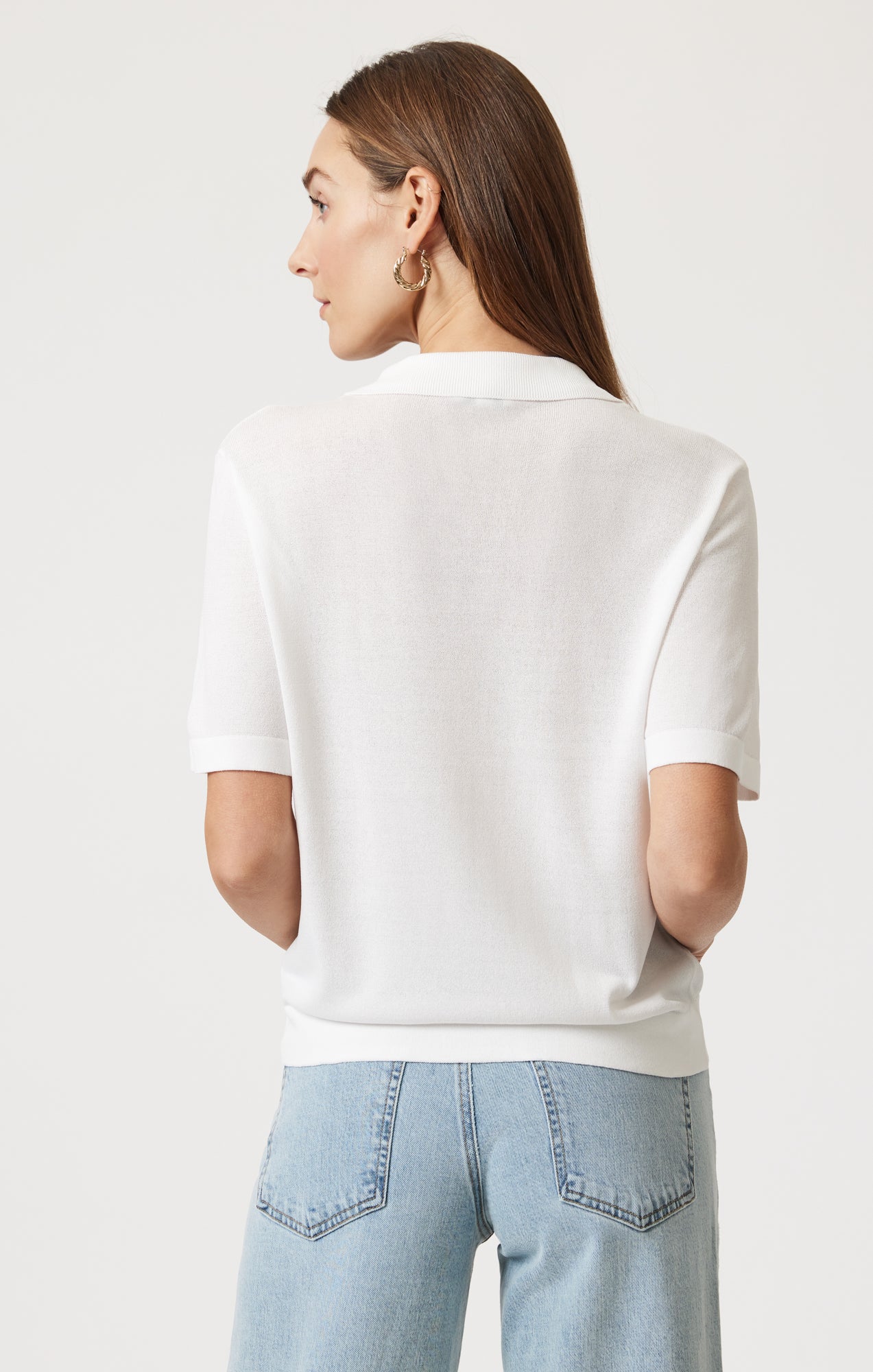 SHORT SLEEVE POLO CARDIGAN IN ANTIQUE - Mavi Jeans