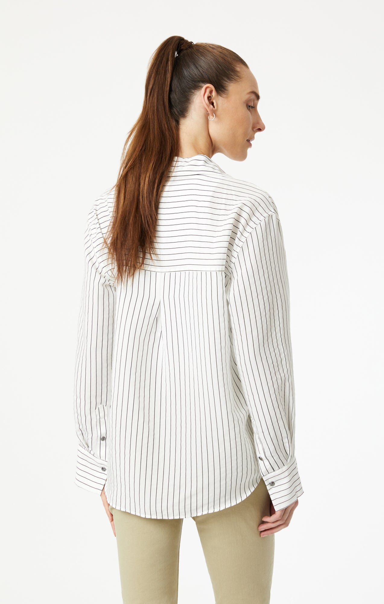 BUTTON-UP LONG SLEEVE SHIRT IN BLACK STRIPE - Mavi Jeans