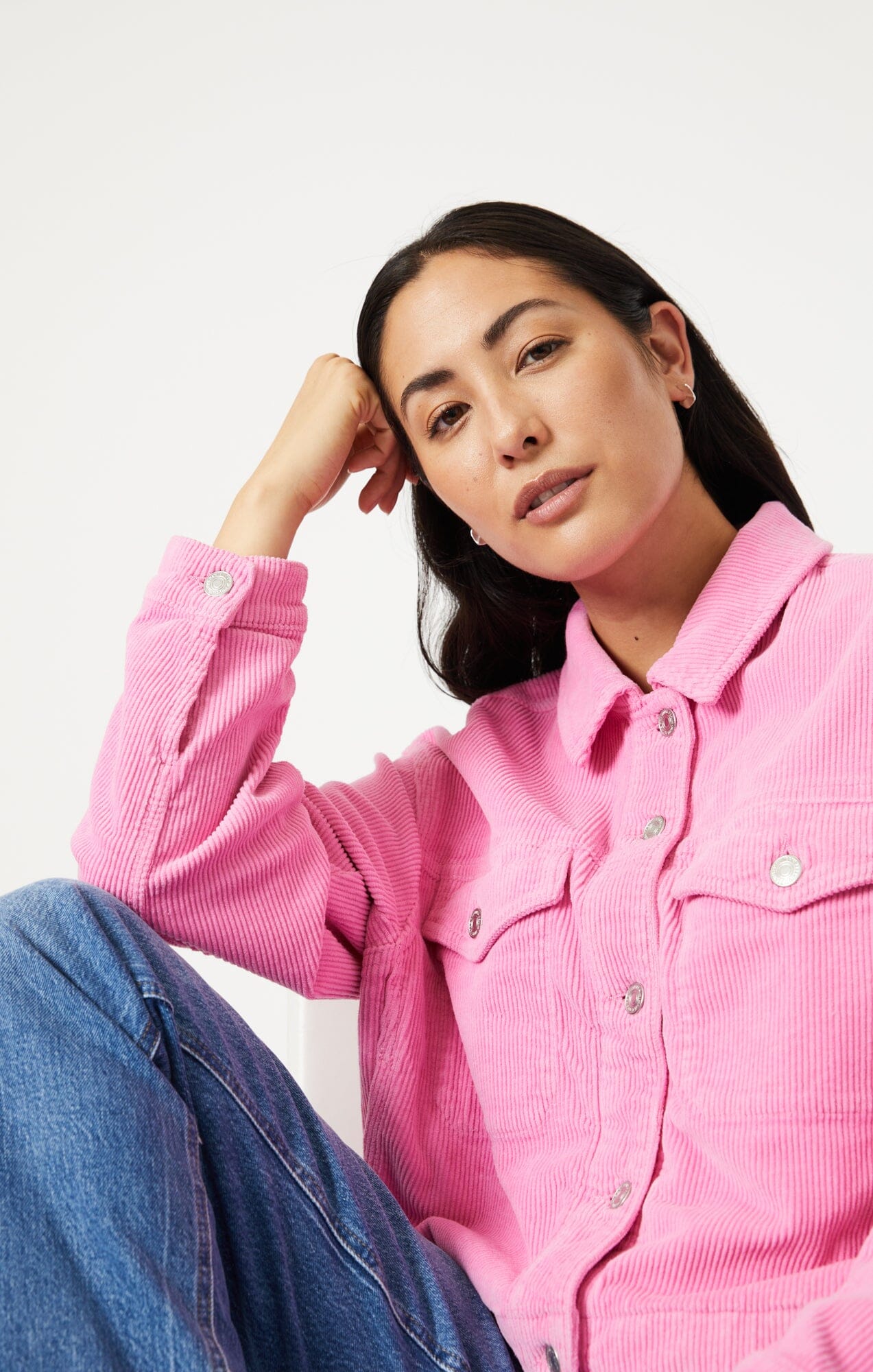 MAREN CROP JACKET IN PINK CORD - Mavi Jeans