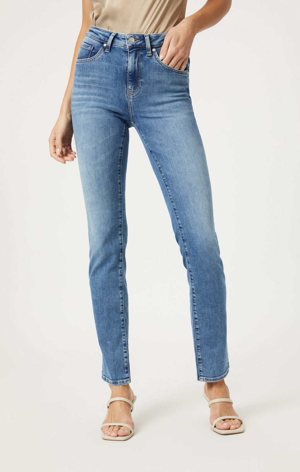 KENDRA STRAIGHT LEG IN MID BRUSHED FEATHER BLUE - Mavi Jeans