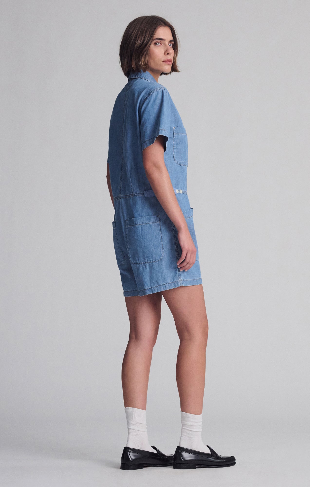 Mavi Women's Noreen Denim Romper In Mid Vintage Light Denim – Mavi