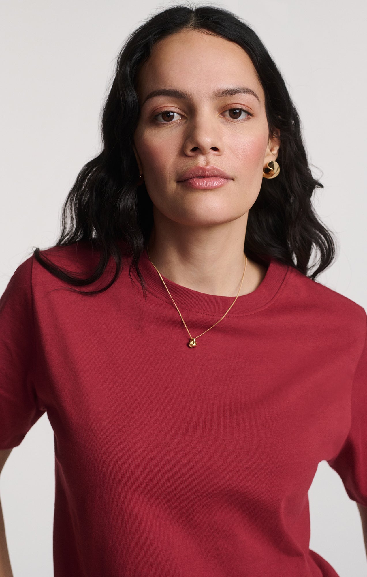 SHORT SLEEVE CREW NECK T-SHIRT IN RED OCHRE - Mavi Jeans